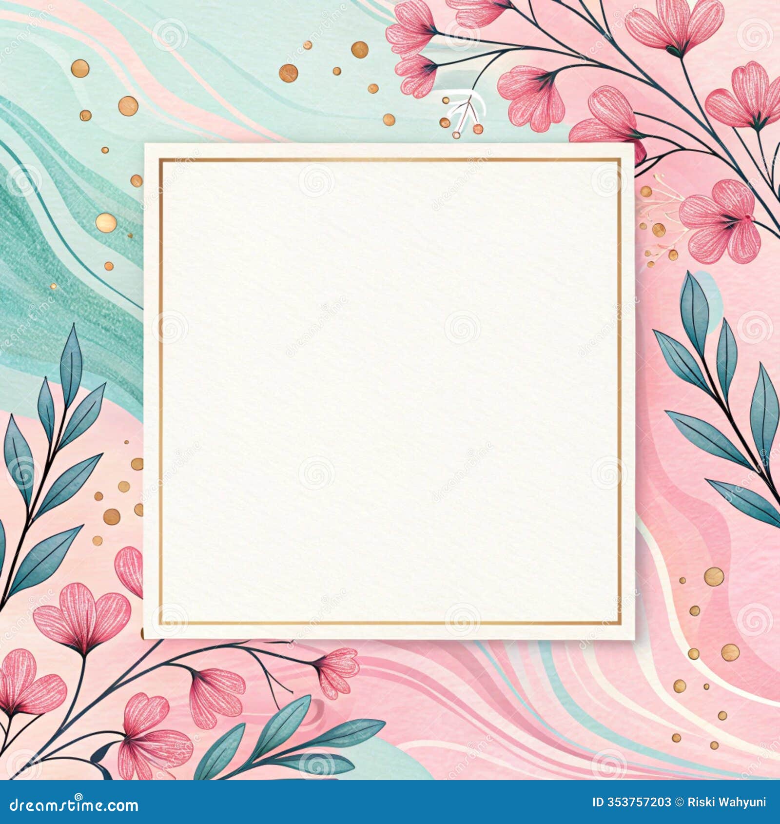 fluid abstract border  with paper texture and blush harmony palette