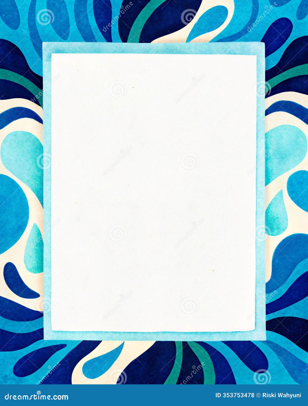 fluid abstract border  with paper texture and ocean breeze palette