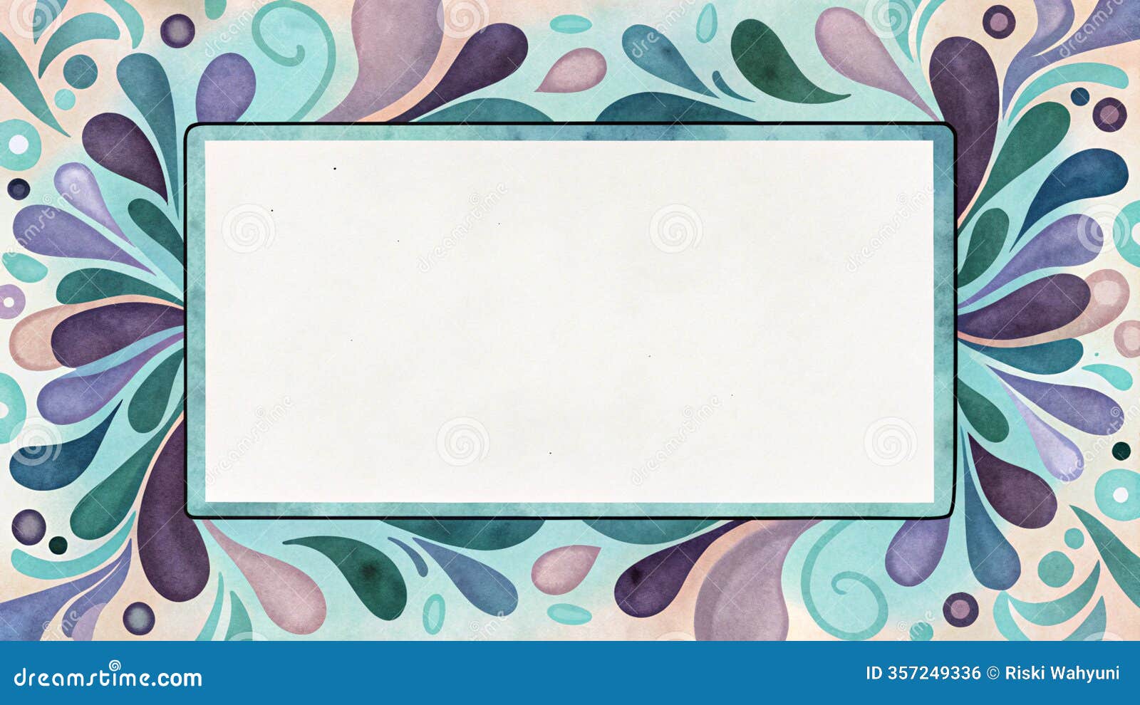 fluid abstract border  with paper texture and soft serenity palette