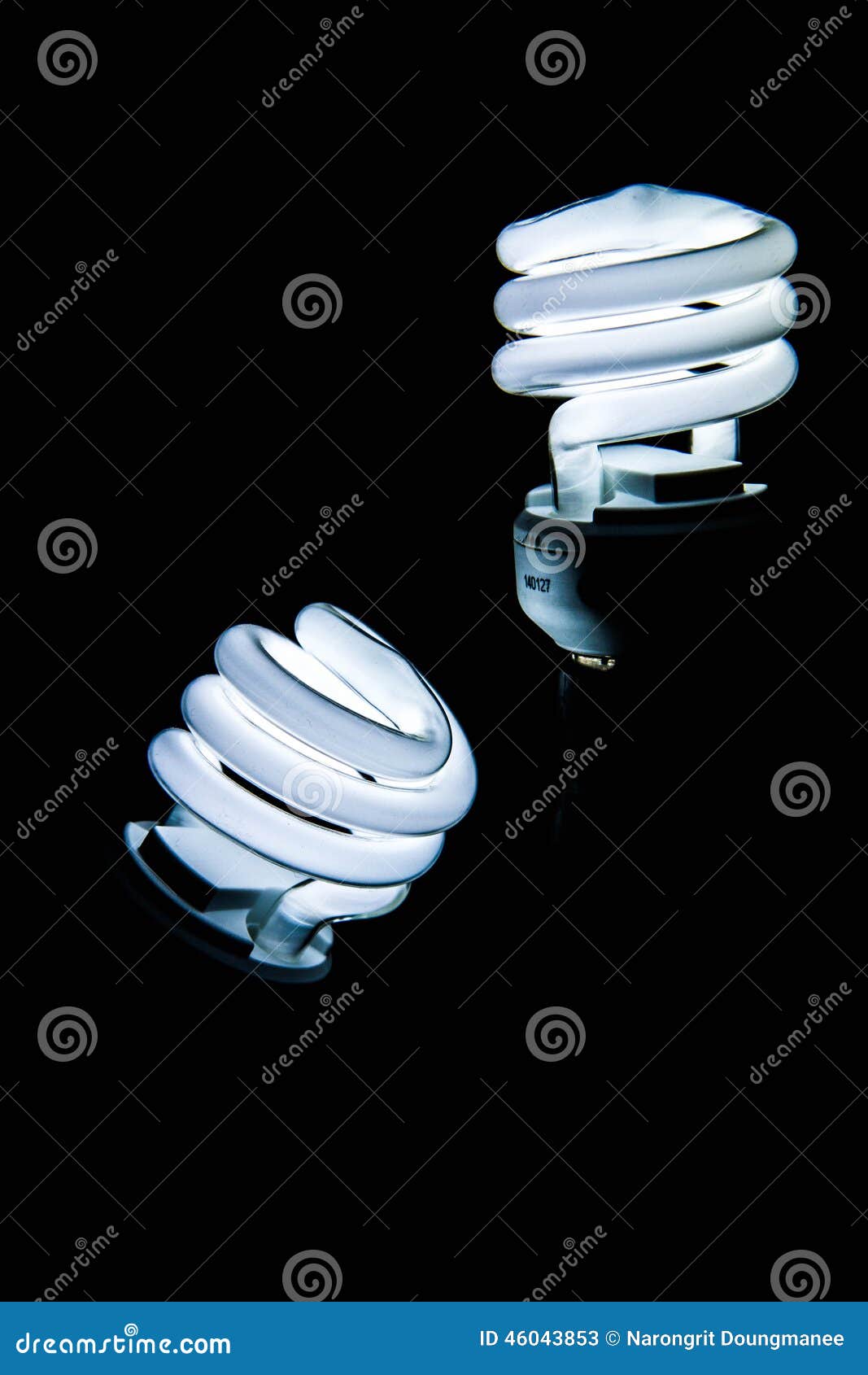 Fluorescent Energy Saving Light Bulbs, Light in the Dark Stock