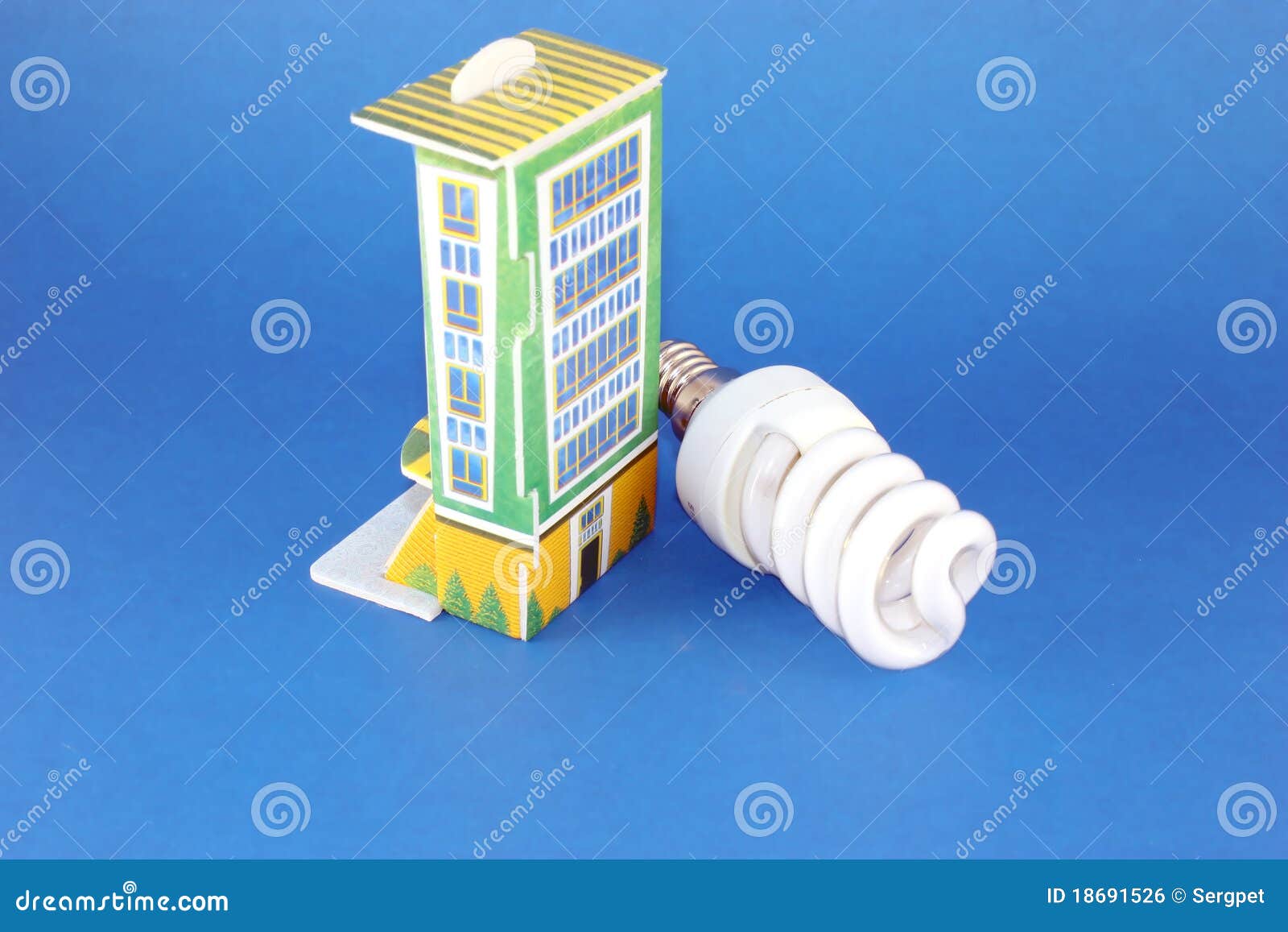 Fluorescent Lamp Bulb with Model of House Stock Photo Image of modern
