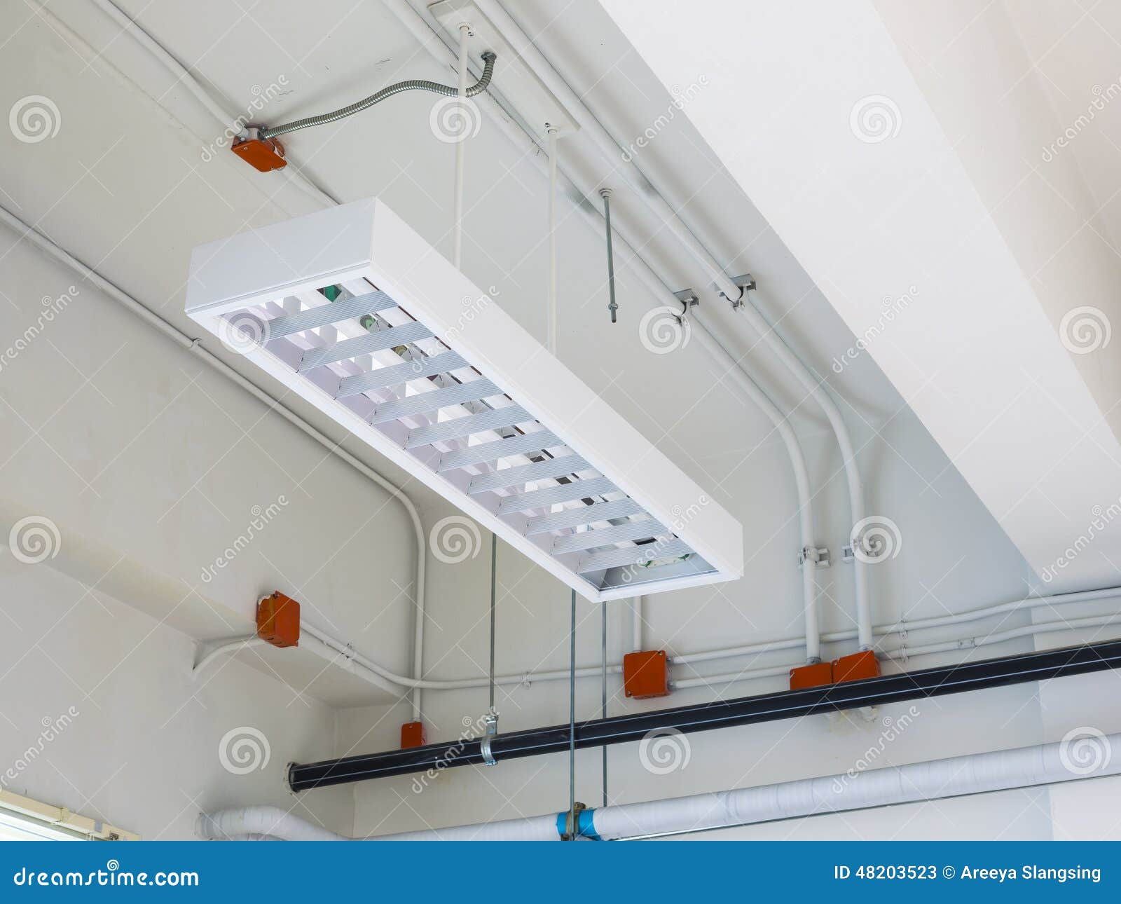 fluorescent lamp installed on ceiling