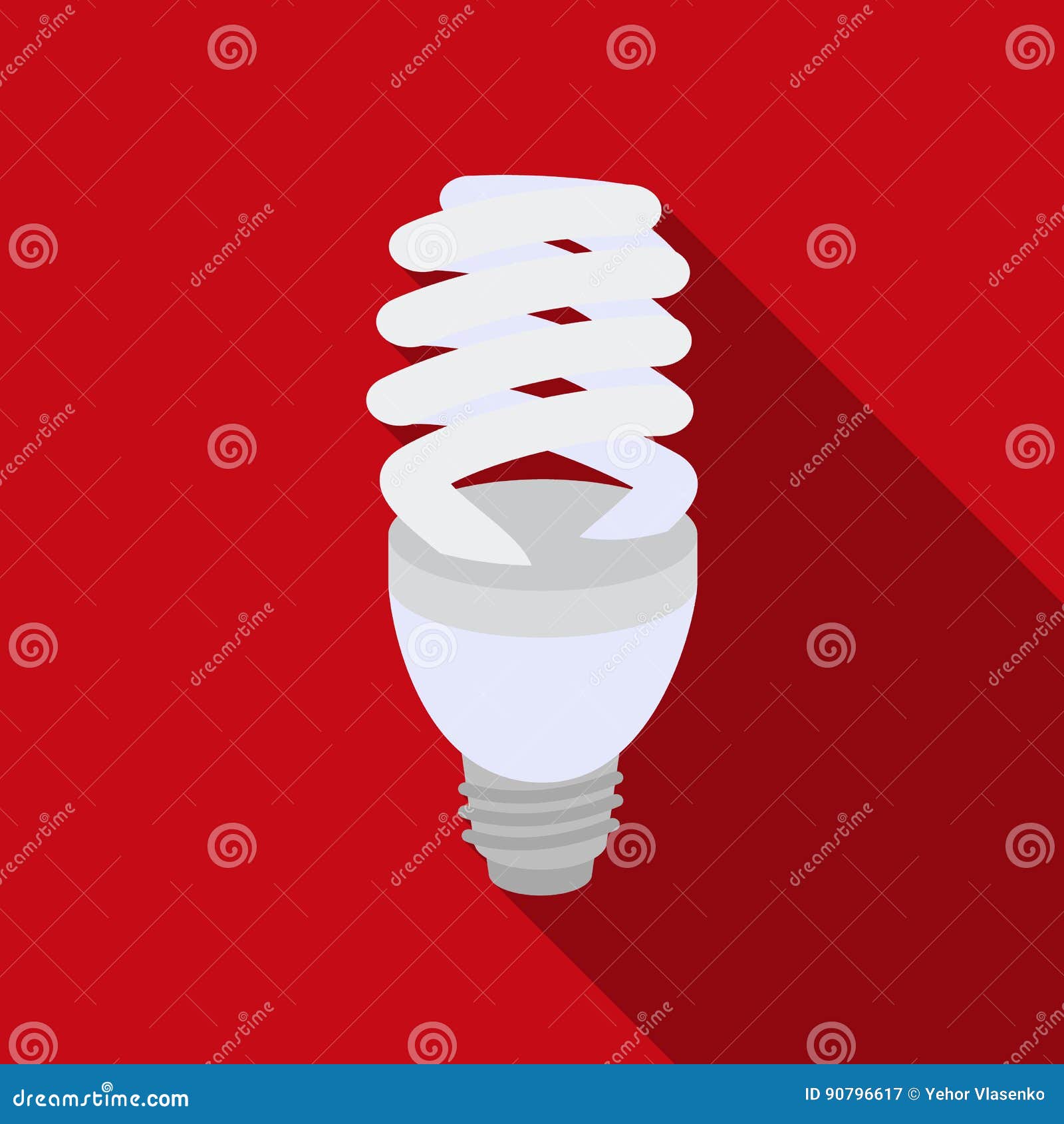 Fluorescent Lightbulb Icon in Flat Style Isolated on White Background. Light Source Symbol Stock