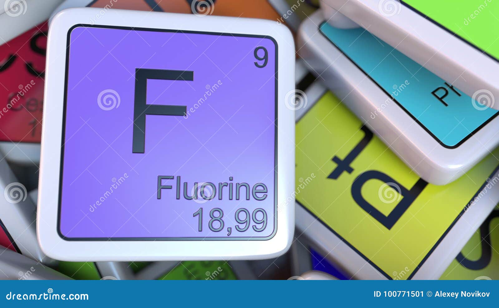 Fluorine Block On The Pile Of Periodic Table Of The Chemical