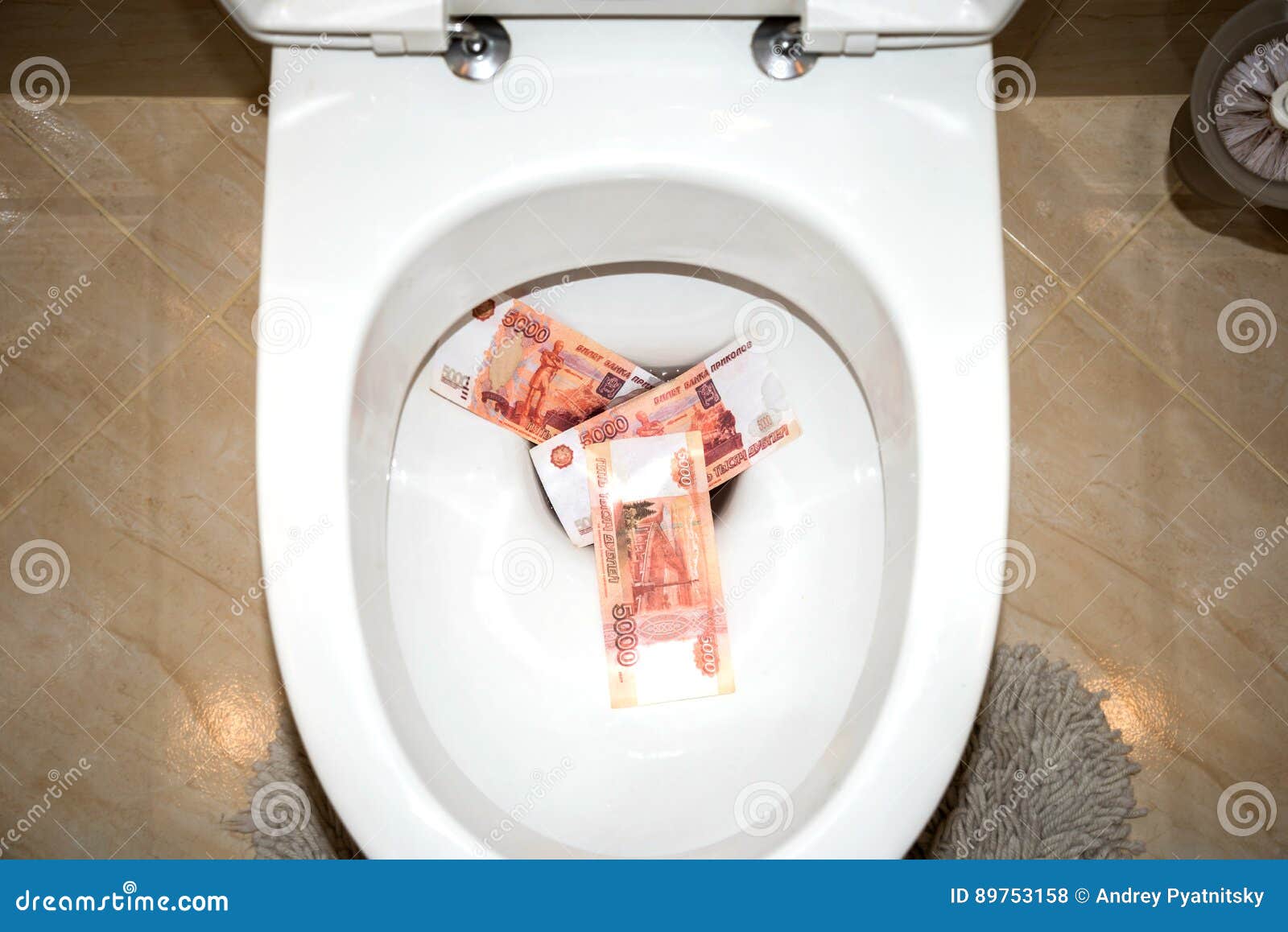 Flush money in the toilet stock photo. Image of indigence 89753158