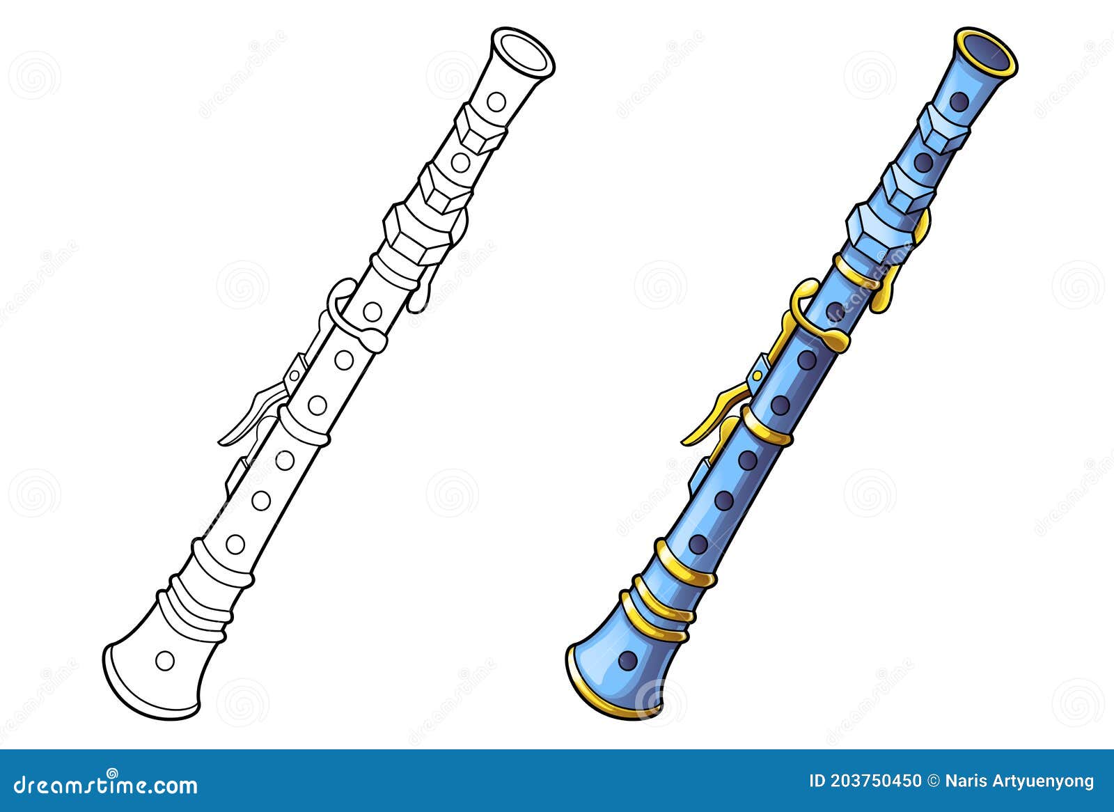 Flute Cartoon Coloring Page Stock Vector Illustration of instrument