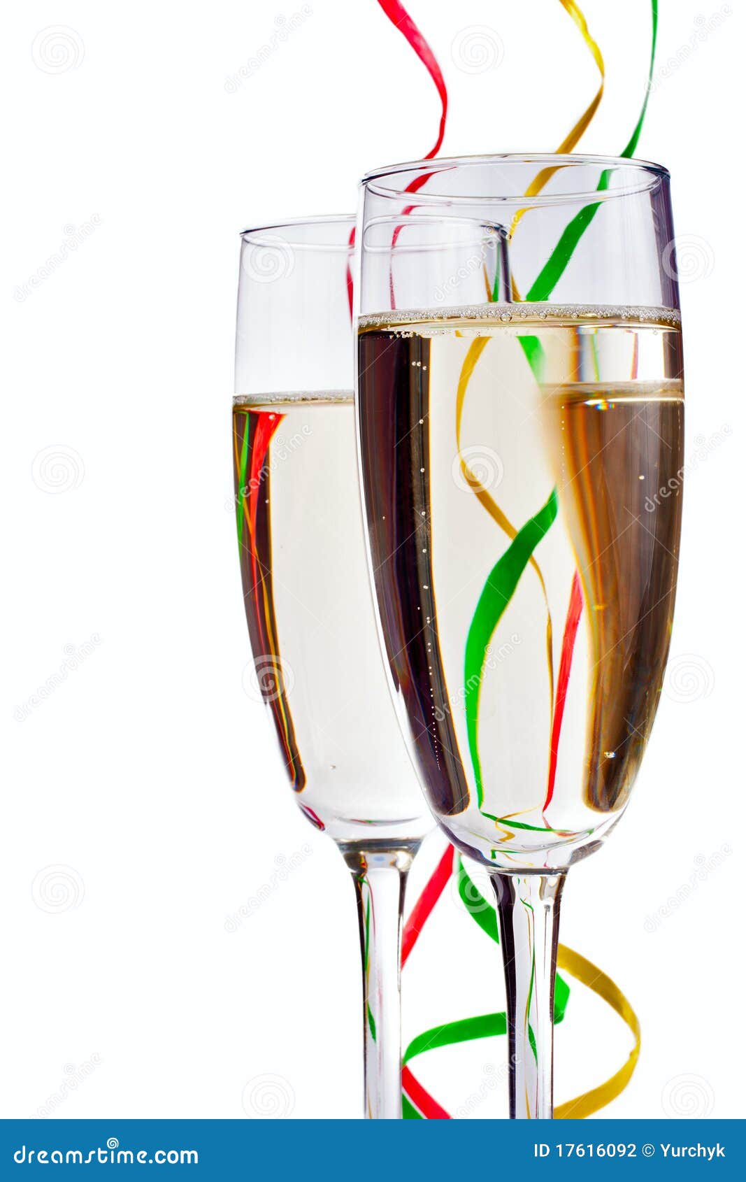 Flute Champagne Glasses with Paper Streamers Stock Photo Image of