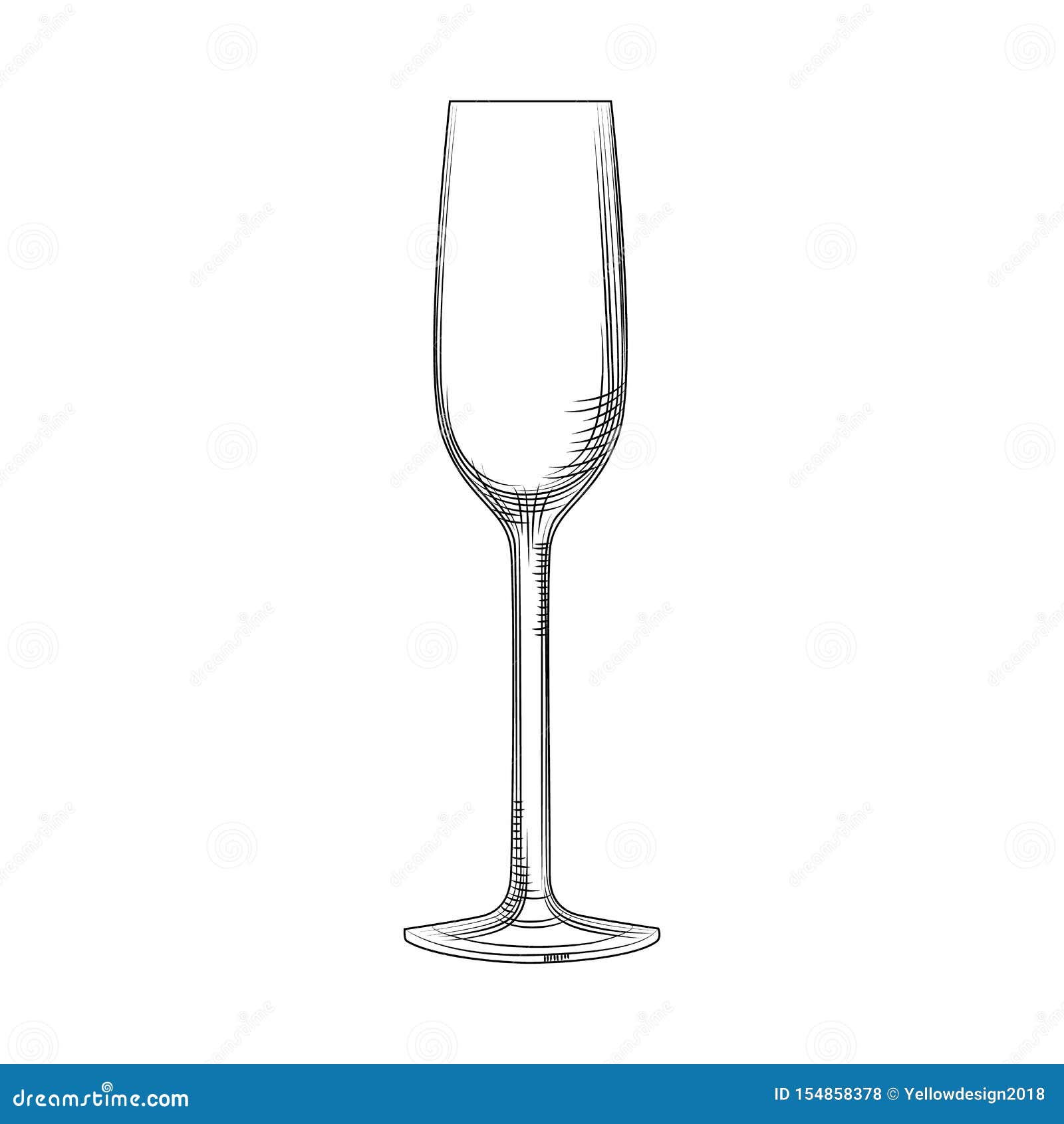 Empty and full coupe champagne glass drawing Vector Image