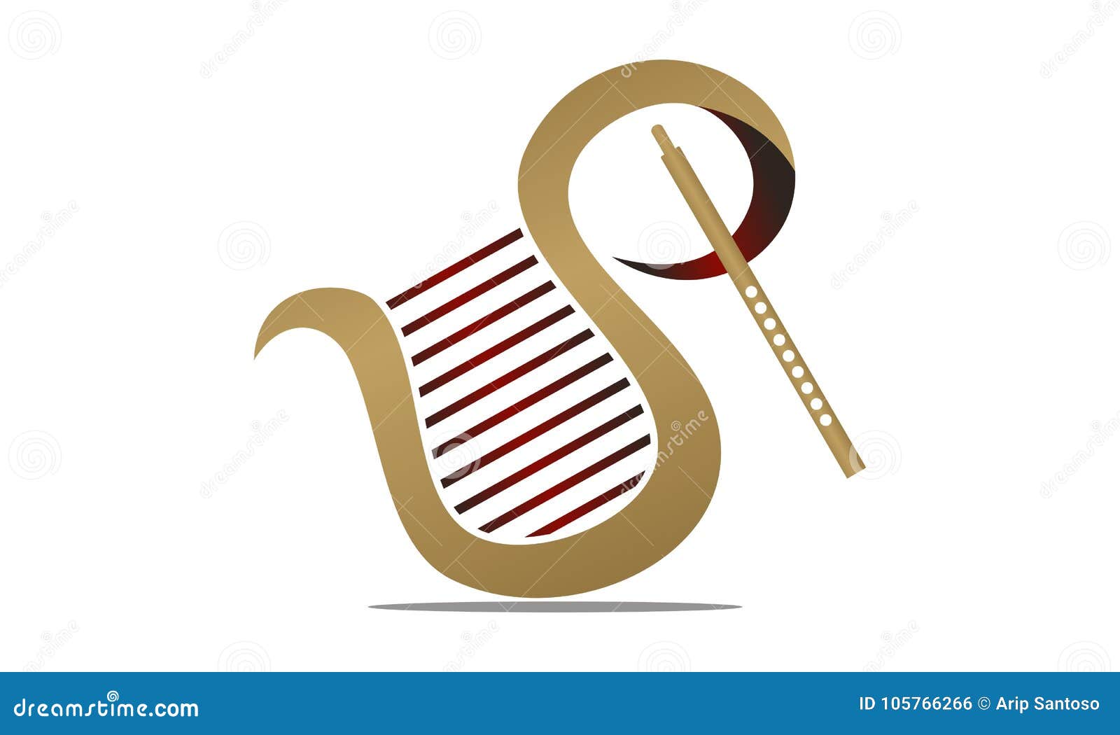 Flute and Harp stock vector. Illustration of instrument 105766266
