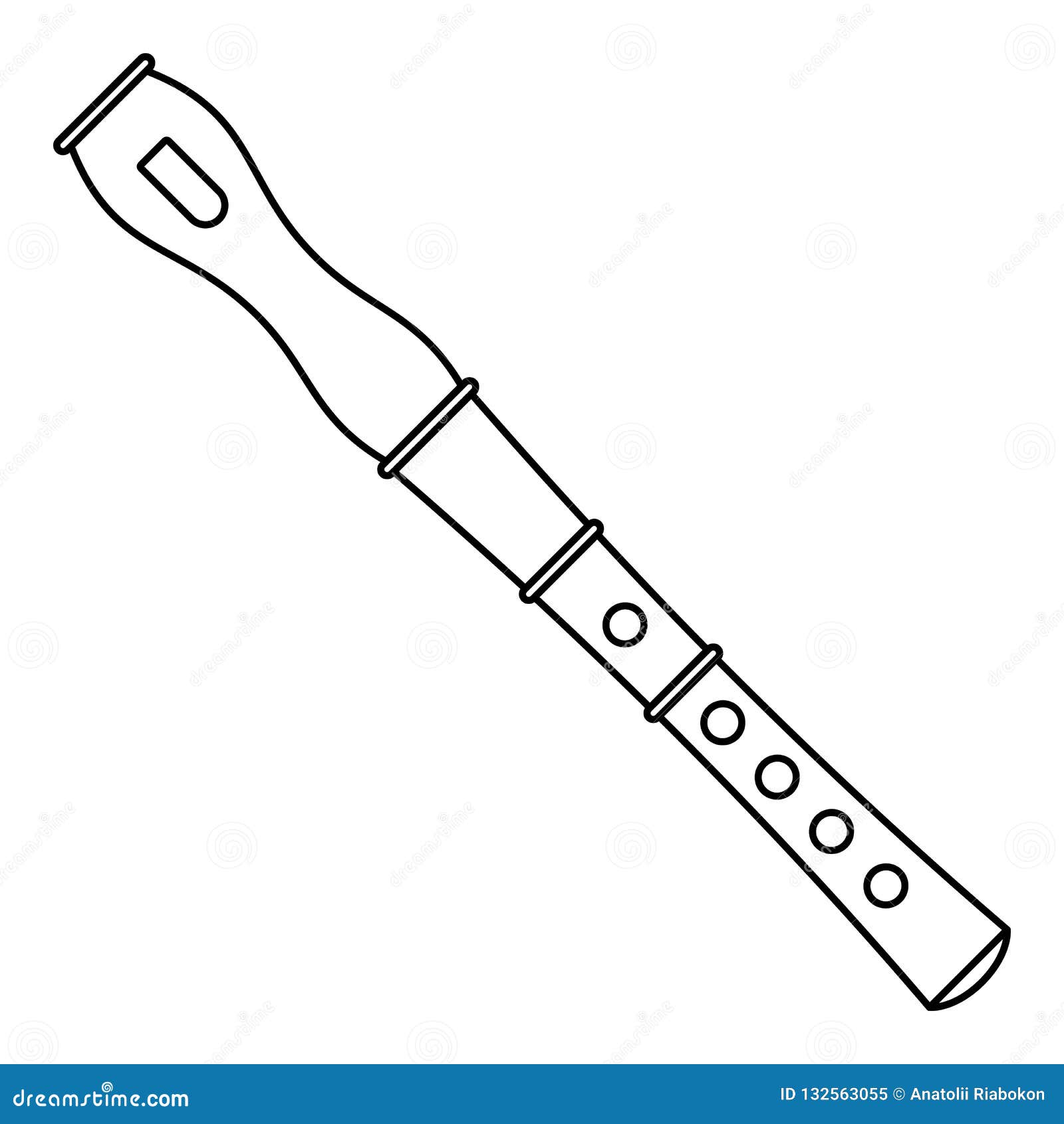 Flute Instrument Icon, Outline Style Stock Vector - Illustration of flute, bass: 132563055