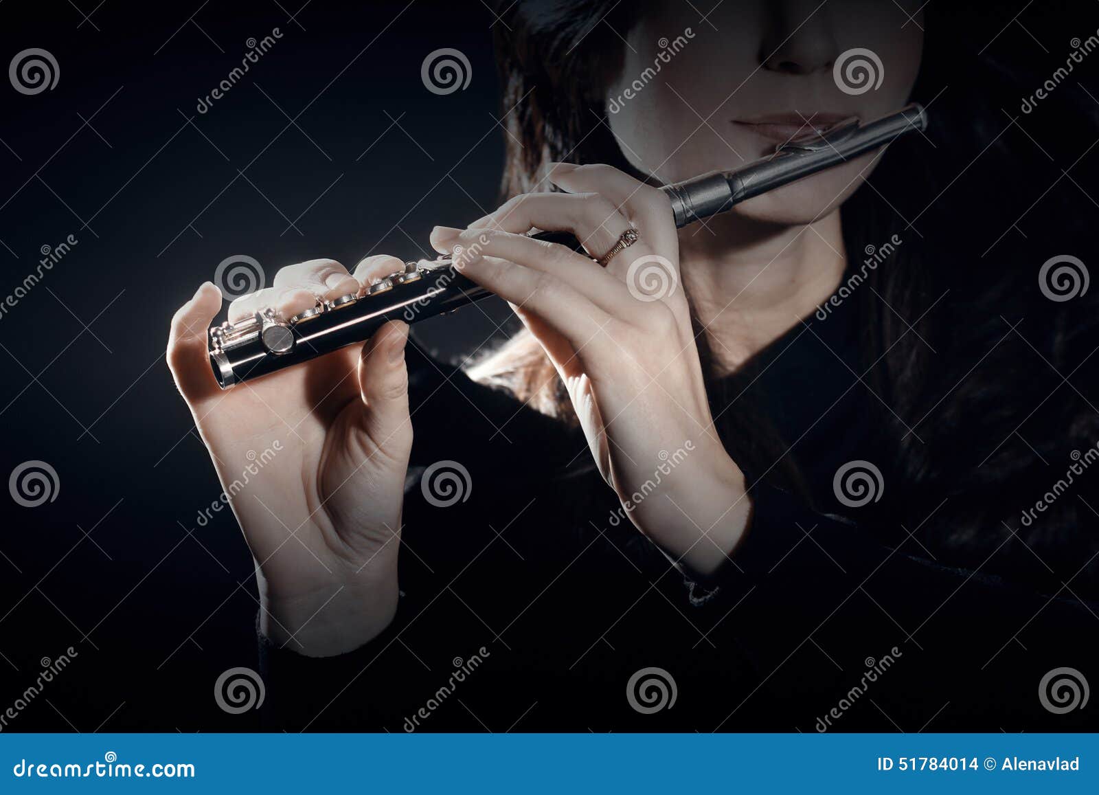 flute piccolo with hands closeup