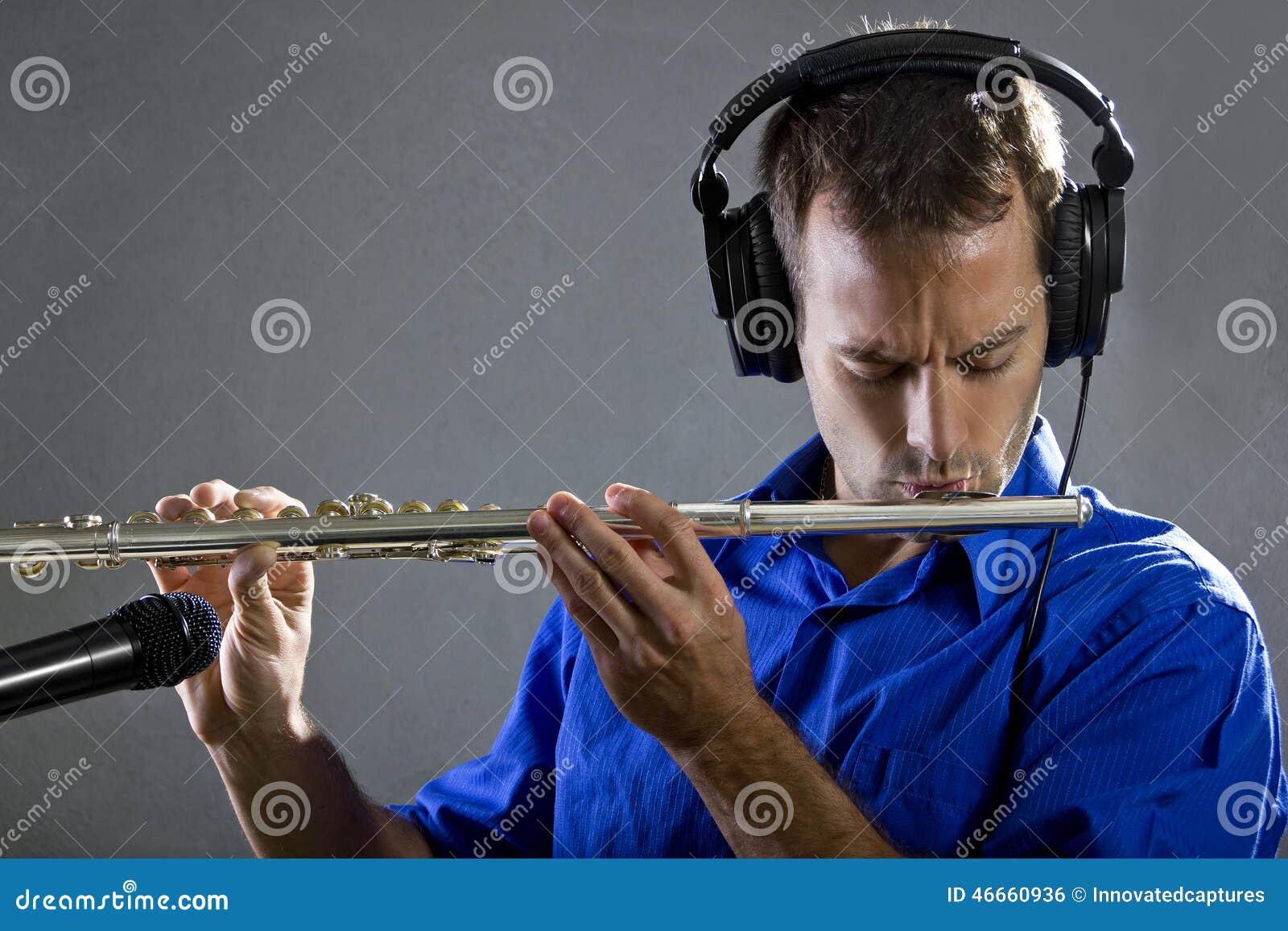 Flute Player stock photo. Image of play, classic, entertainment 46660936
