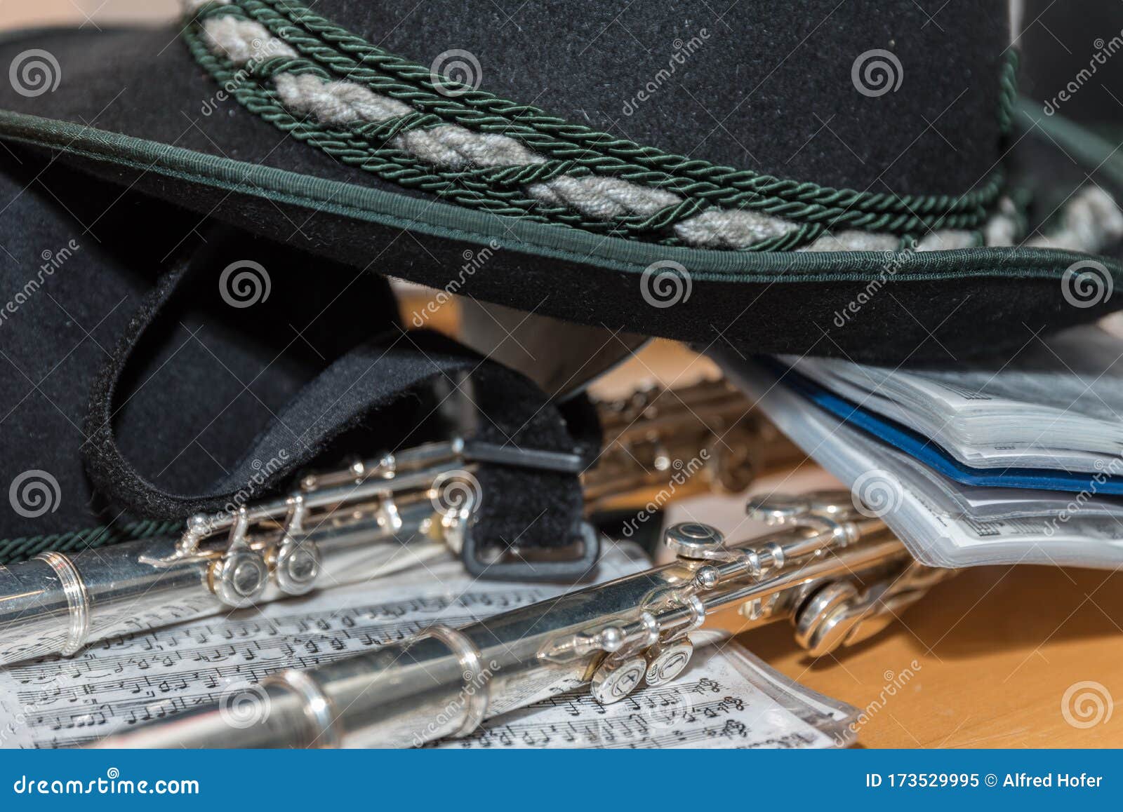 Flute and traditional hat stock image. Image of instrument 173529995
