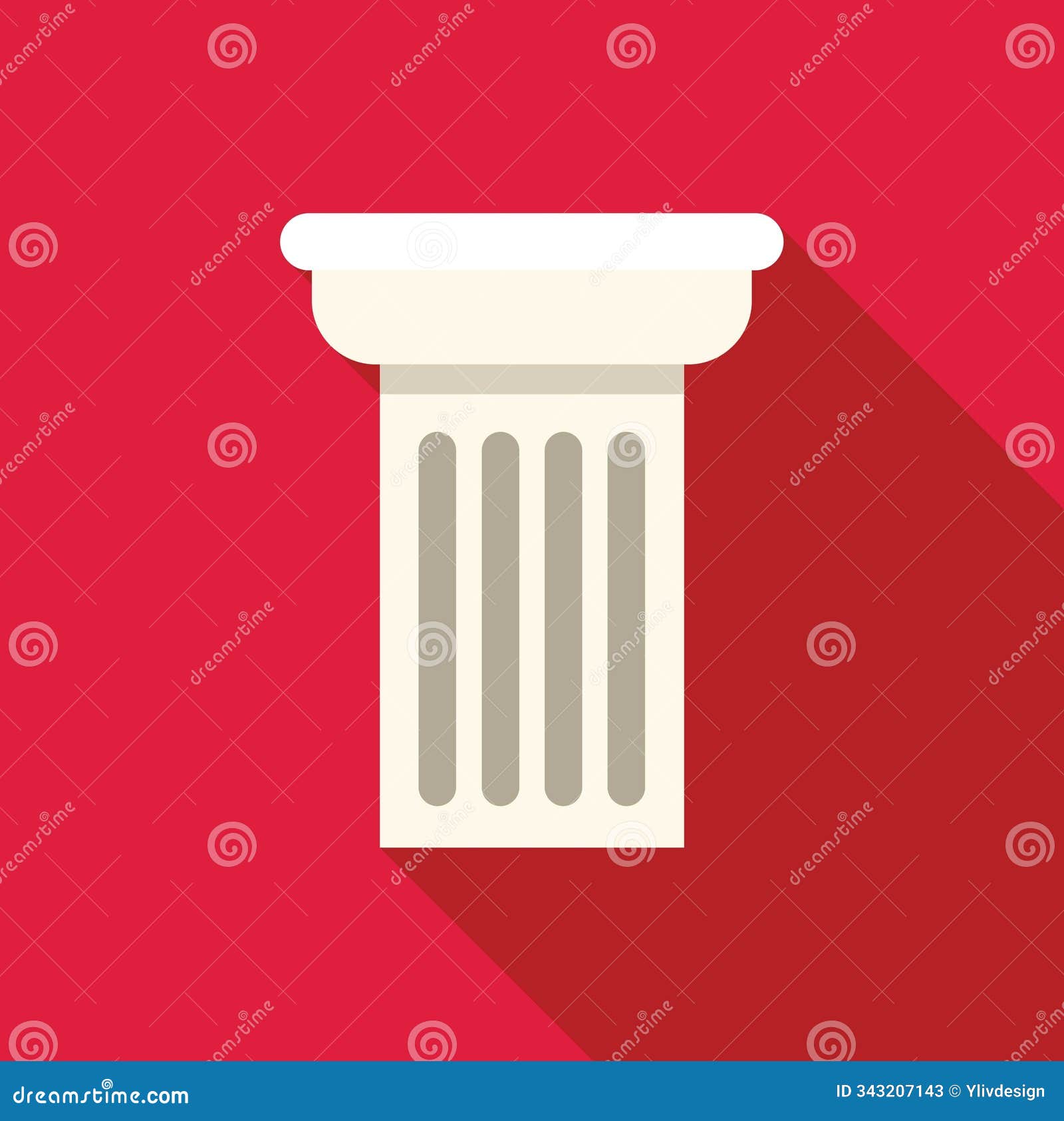 fluted column with capital on red background representing classical architecture