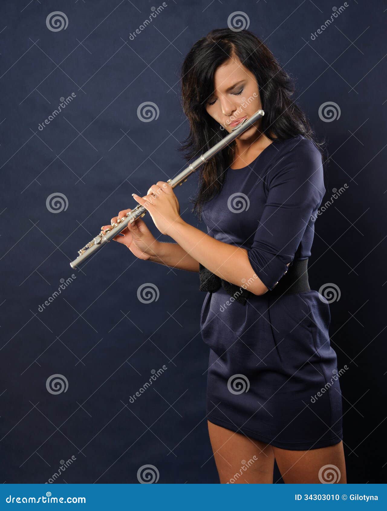 Flutist stock photo. Image of mouth, female, silver, blow 34303010