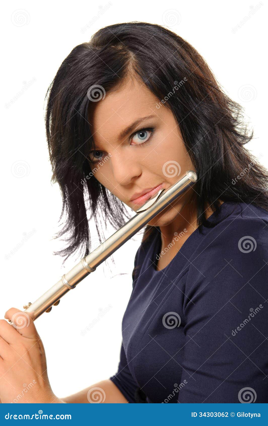 Flutist stock photo. Image of studio, record, recorder 34303062