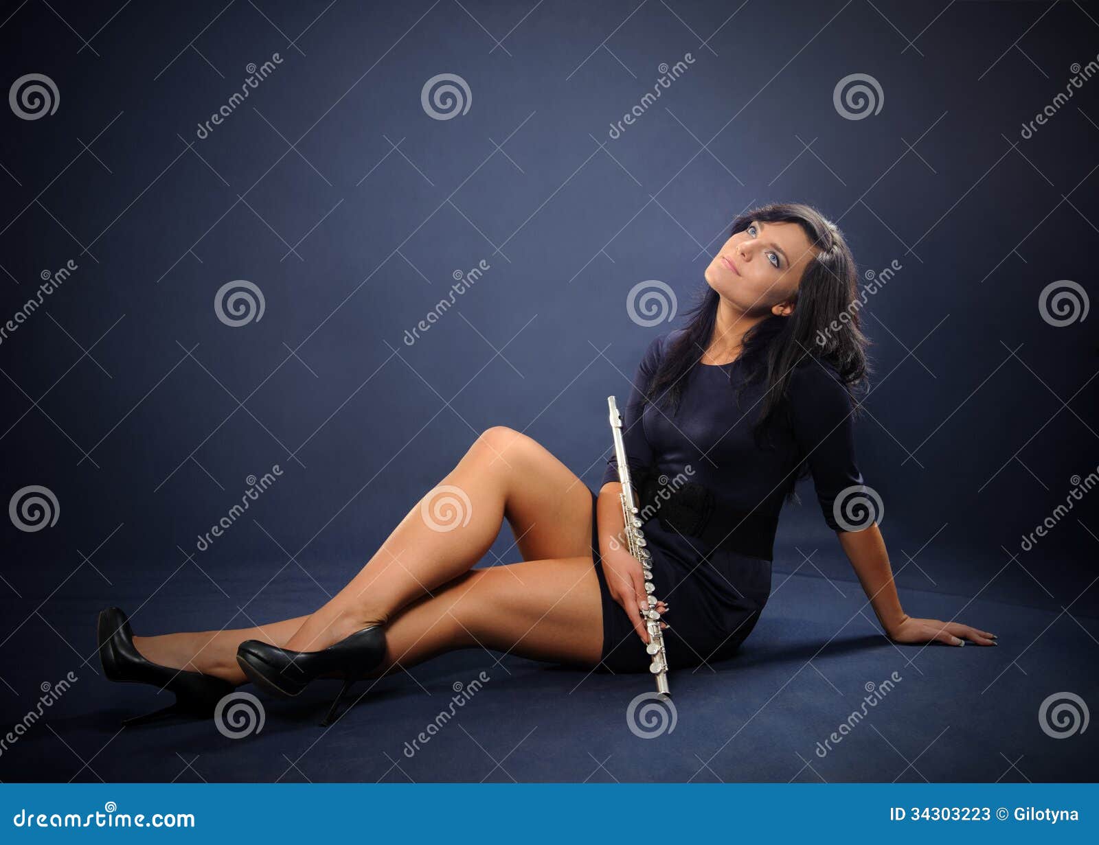 Flutist stock image. Image of beauty, blow, caucasian 34303223
