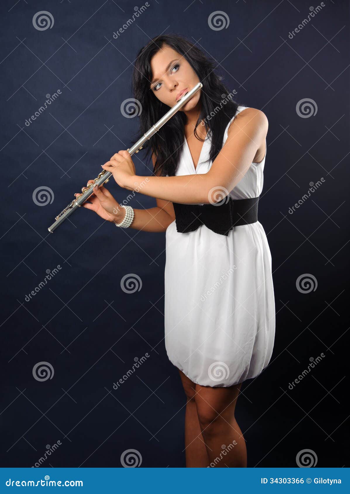 Flutist stock photo. Image of beauty, musician, recorder 34303366