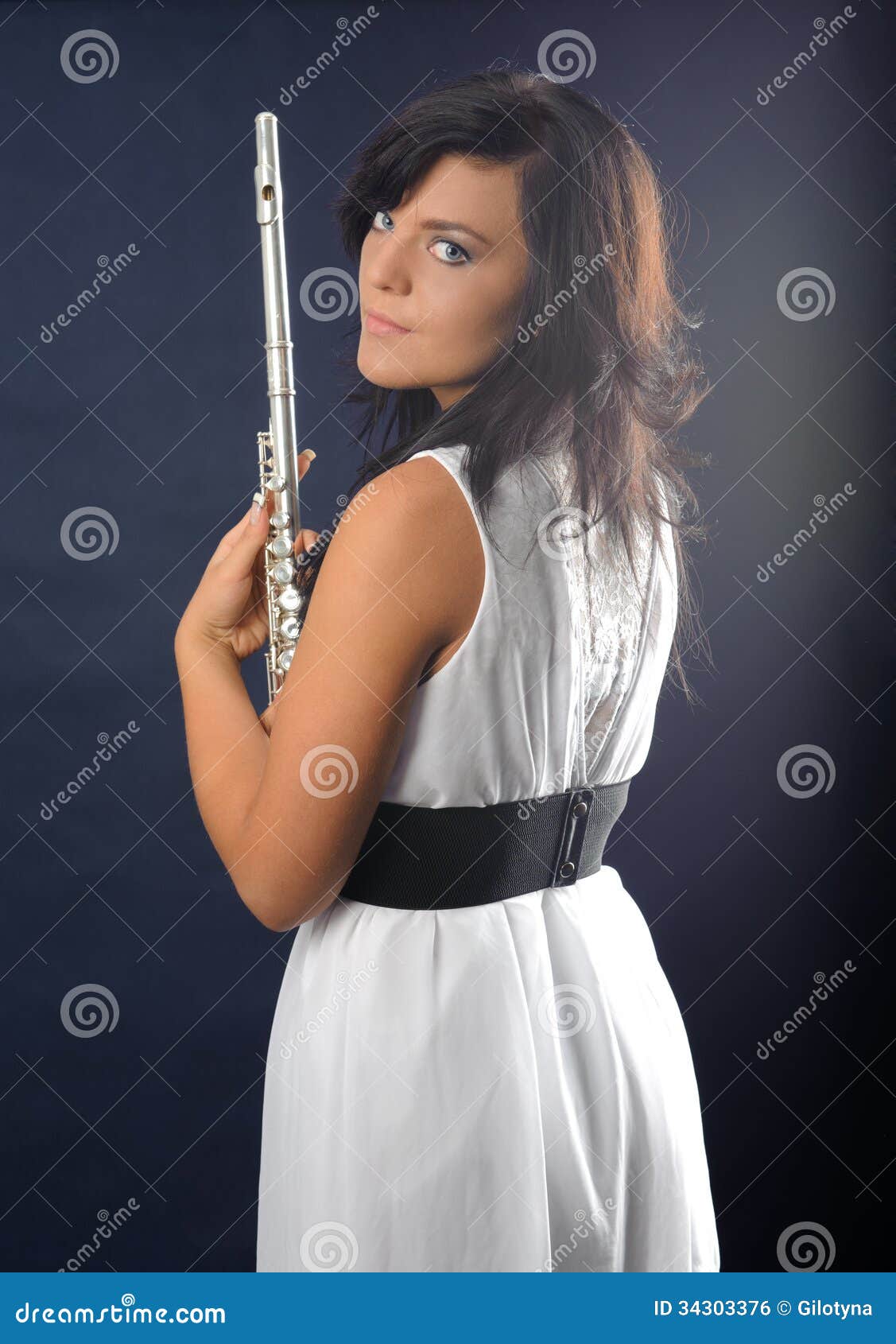 Flutist stock photo. Image of music, metal, performer 34303376