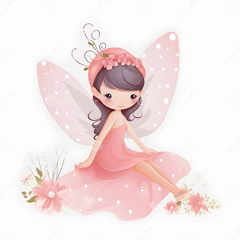 Fluttering Fairy Enchantment, Vibrant Illustration of Cute Fairies with ...