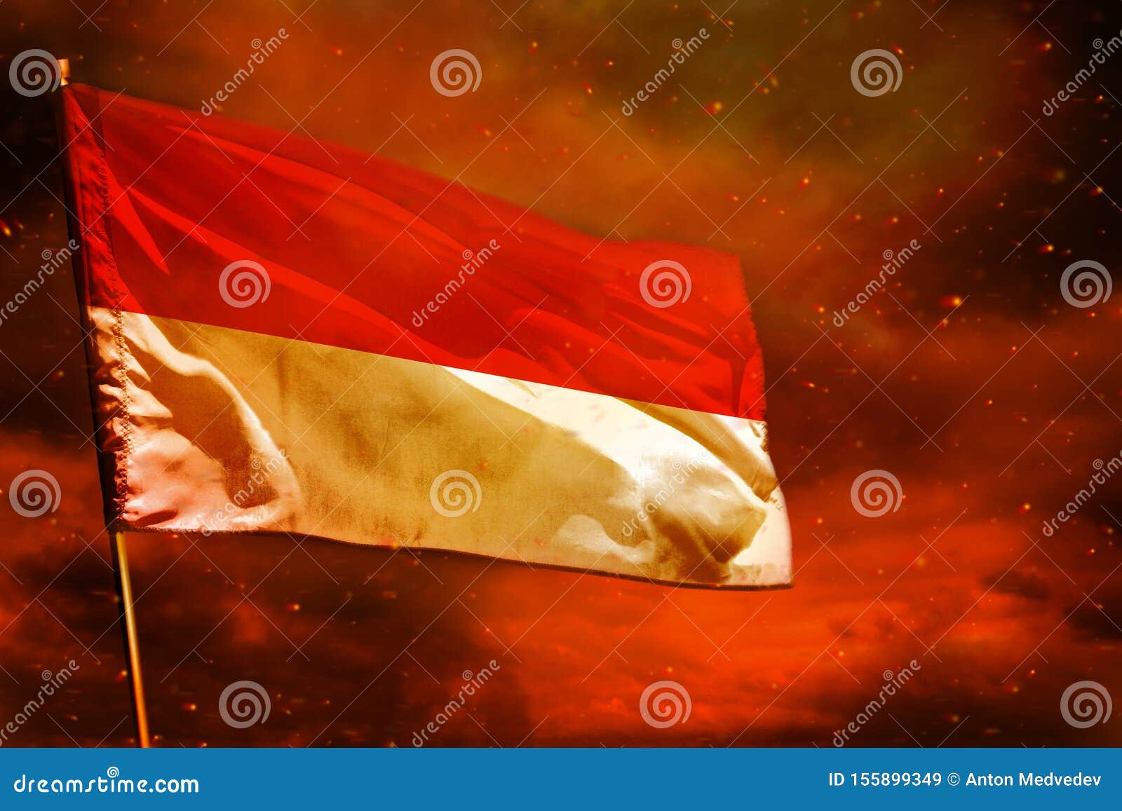 synder Modtagelig for Tænke Fluttering Indonesia Flag on Crimson Red Sky with Smoke Pillars Background.  Troubles Concept Stock Image - Image of symbol, dark: 155899349