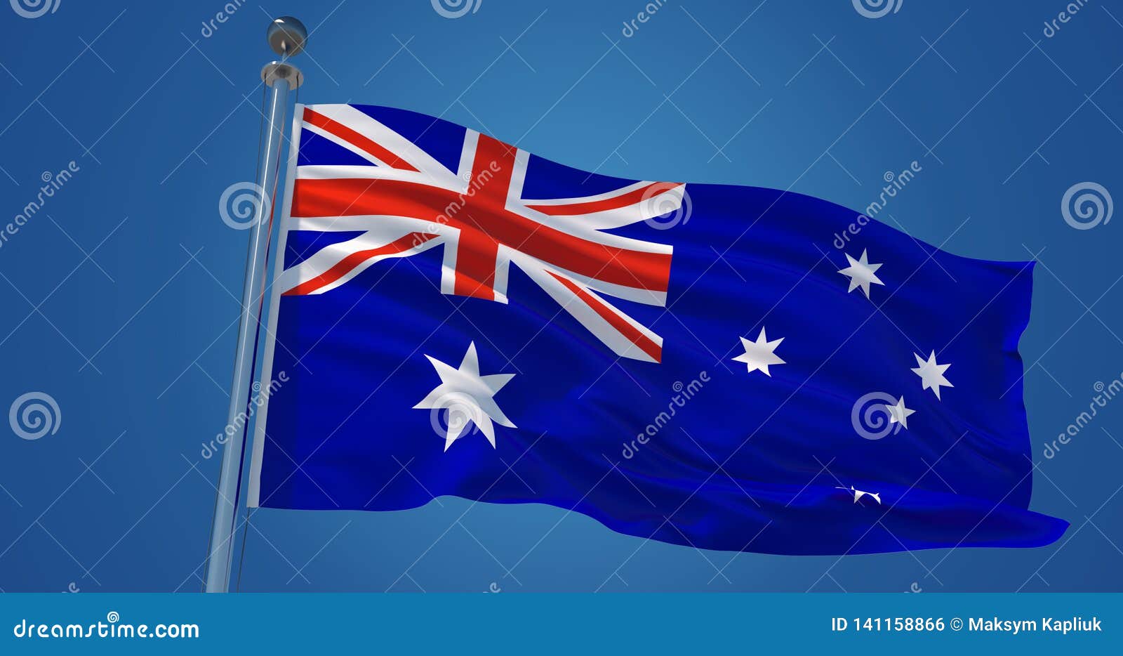 Flag in the Wind, 3d Illustration Stock Photo - Illustration of australian, fabric: 141158866