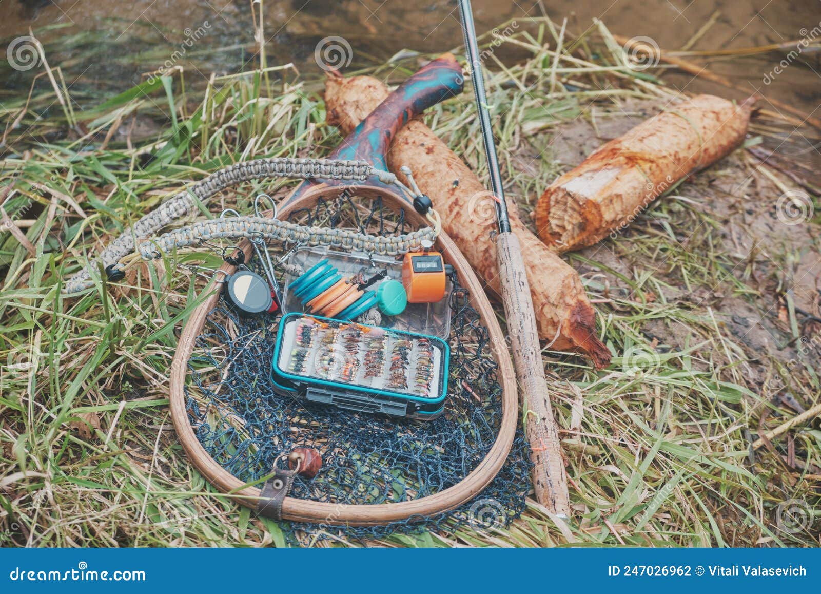 Fly Box and Fishing Tackle on the River Bank Stock Photo Image of catch, artificial 247026962