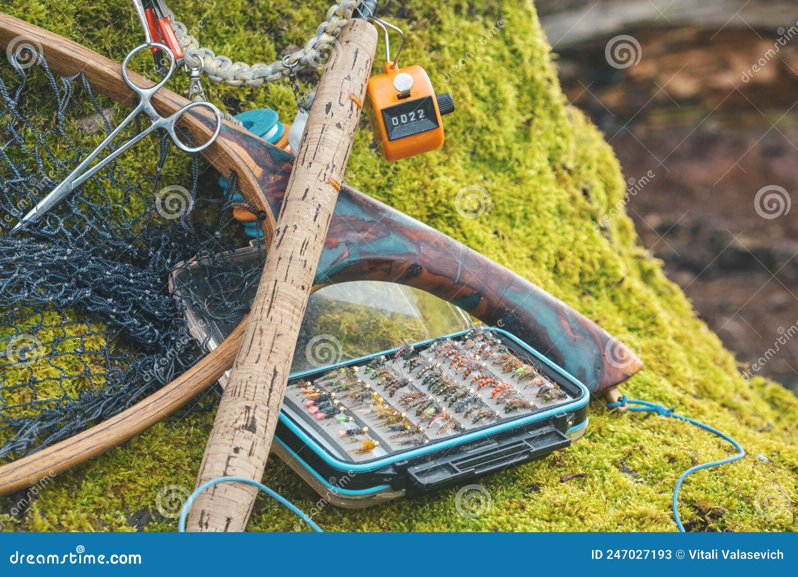 Fly Box and Fishing Tackle on the River Bank Stock Image Image of fishing, outdoor 247027193