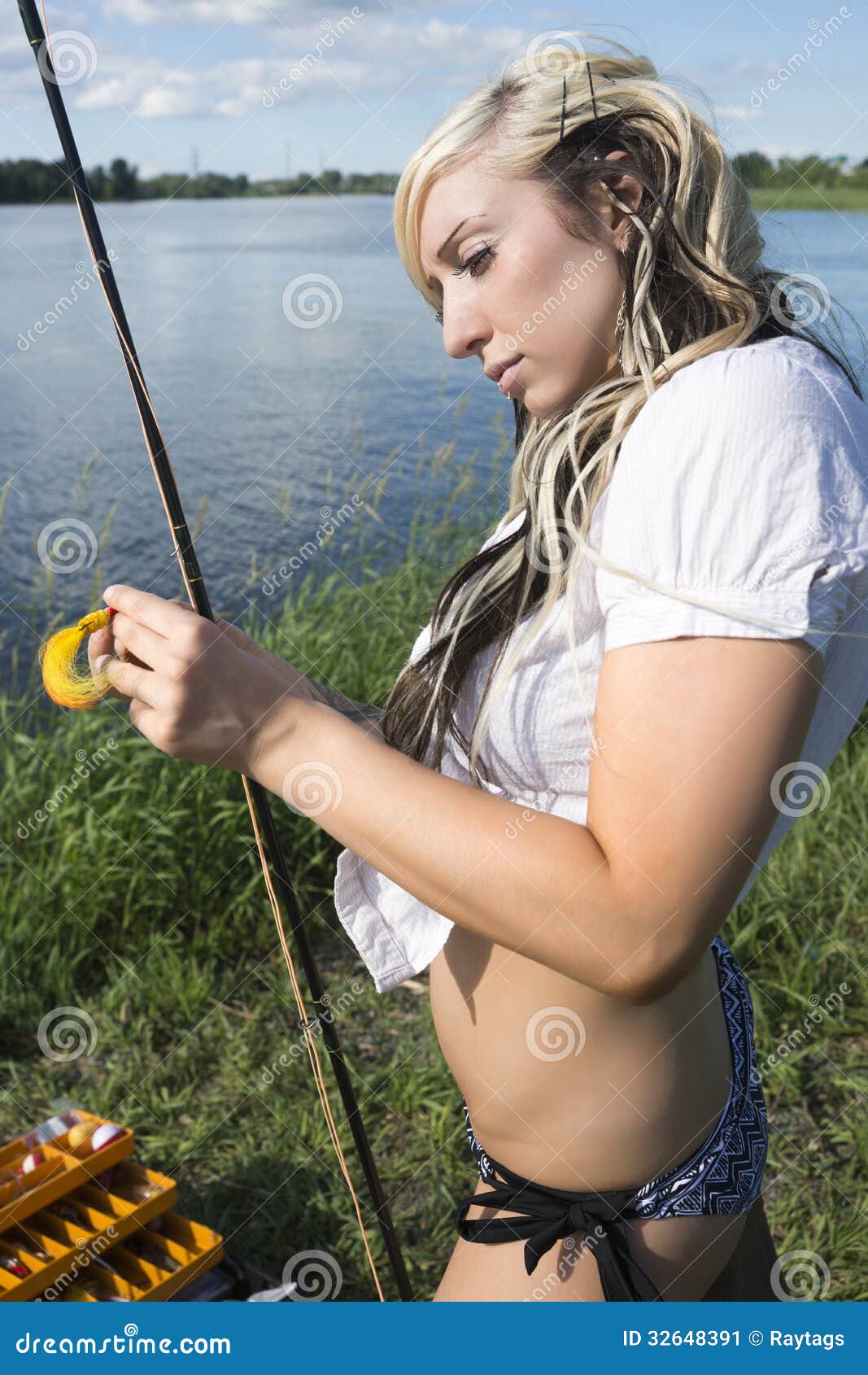 Fly fishing stock image. Image of lady, bikini, equipment - 32648391