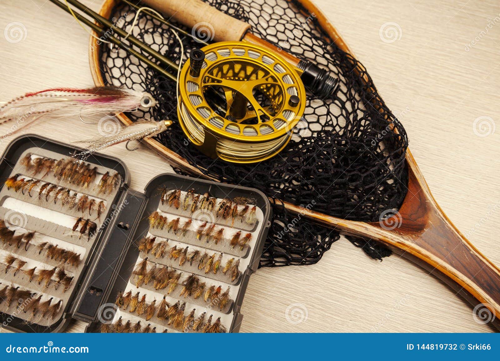 Fly fishing equipment stock photo. Image of cast, natural 144819732
