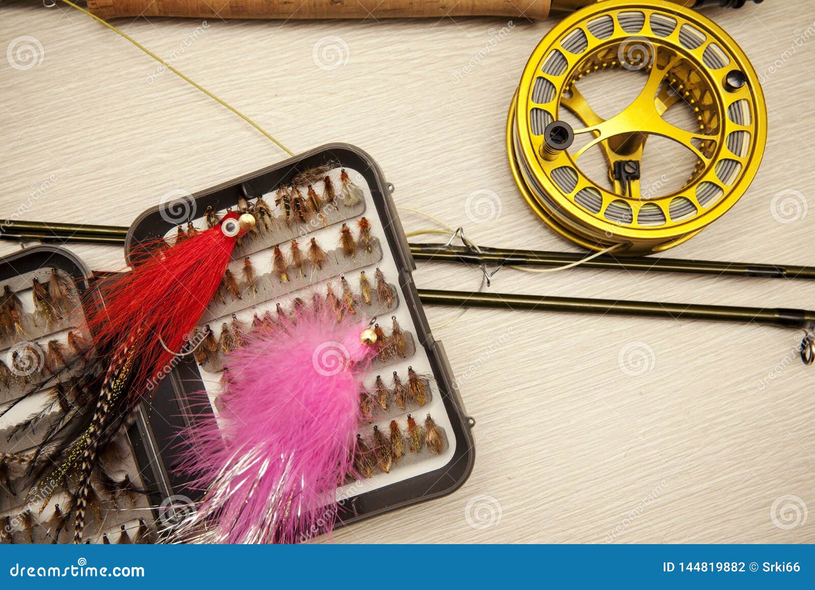 Fly fishing equipment stock photo. Image of sport, leisure 144819882