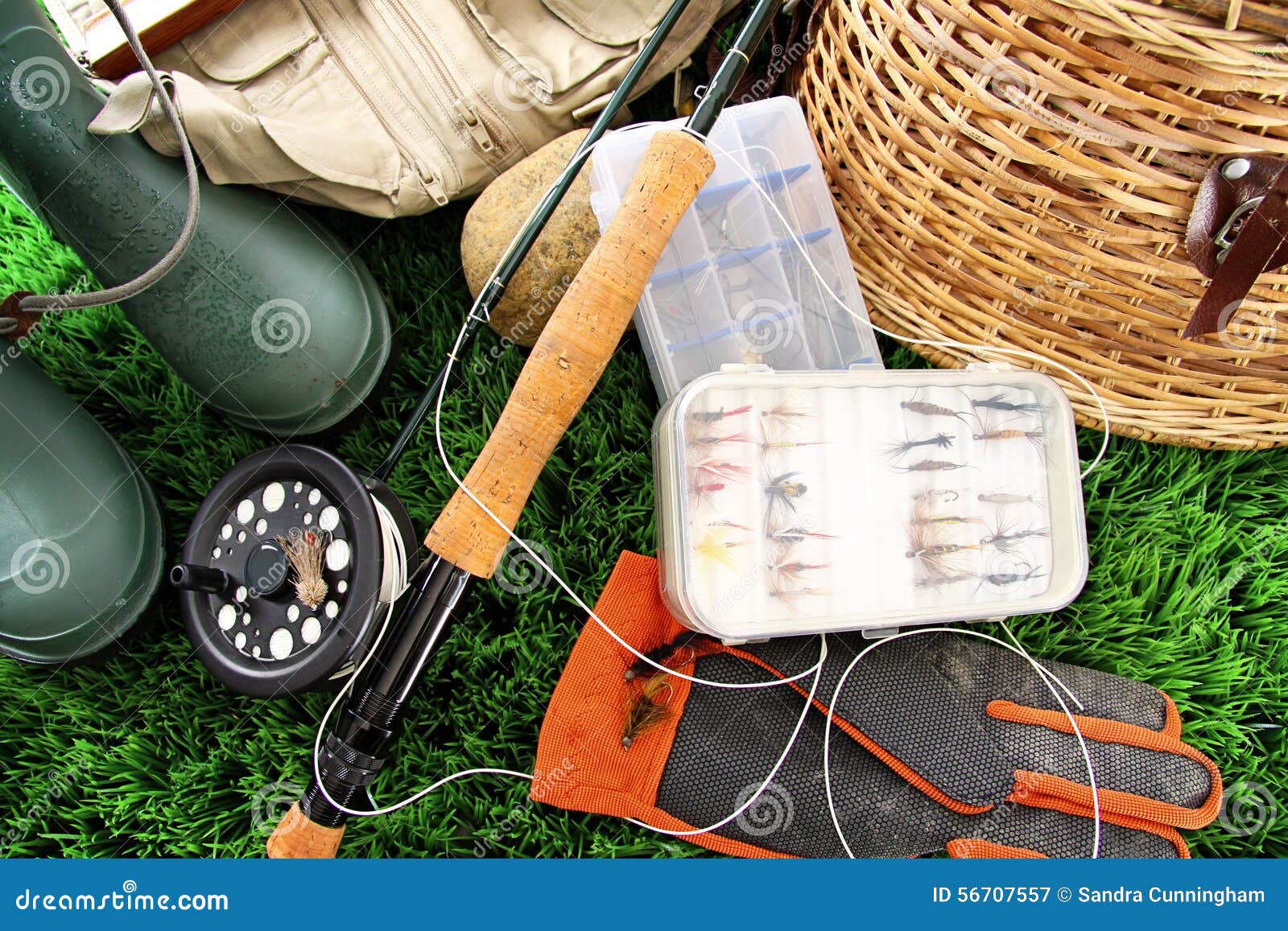 Fly Fishing Equipment Ready To Use Stock Image Image of catch, lake
