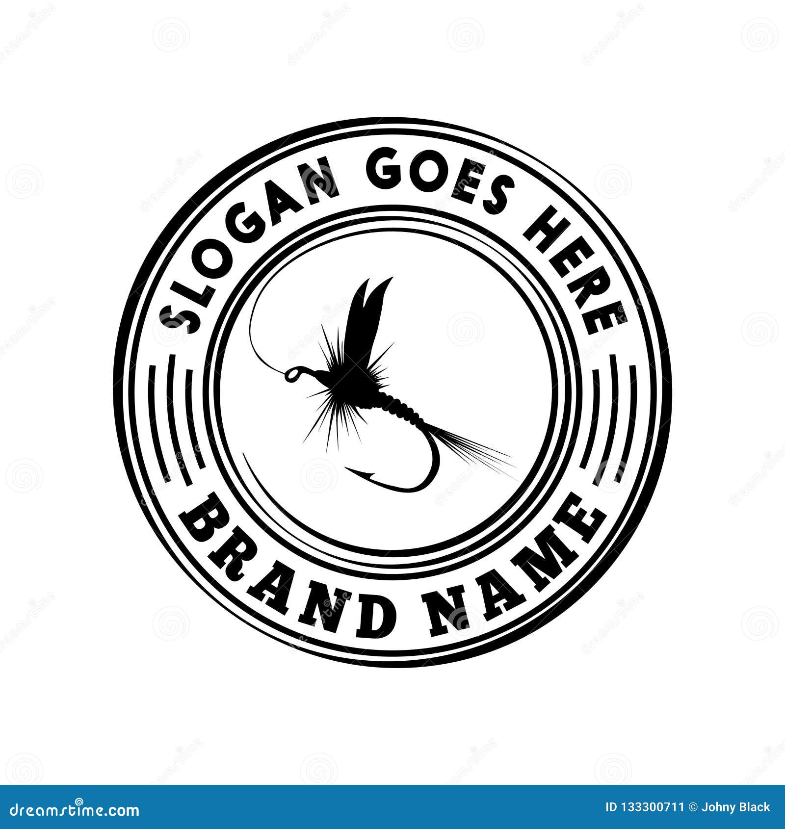 Fly Fishing Logo Design Template. Vector and Illustration. Stock