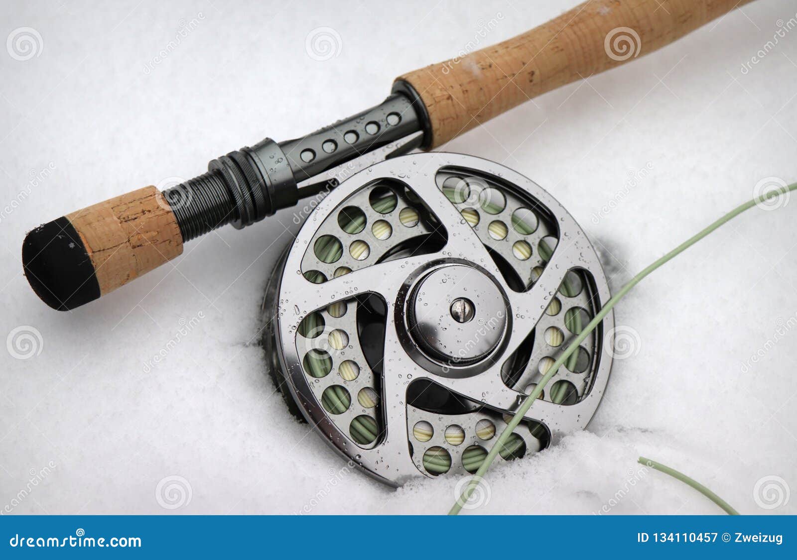 Fly Fishing Rod and Reel in the Snow Stock Image - Image of world ...