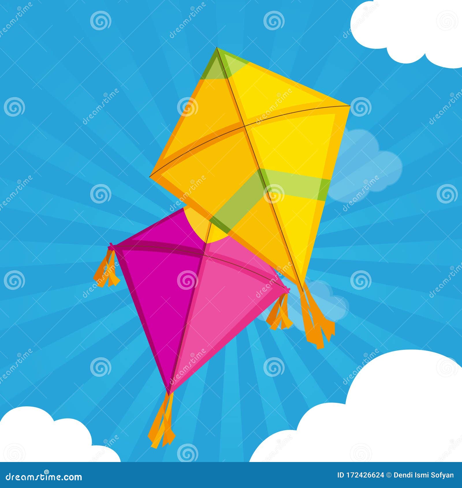 Fly Kite and Clouds on a Blue Sky Stock Vector - Illustration of kite, festival: 172426624 Fly Kite and Clouds on a Blue Sky Stock Vector - Illustration of kite, festival: 172426624