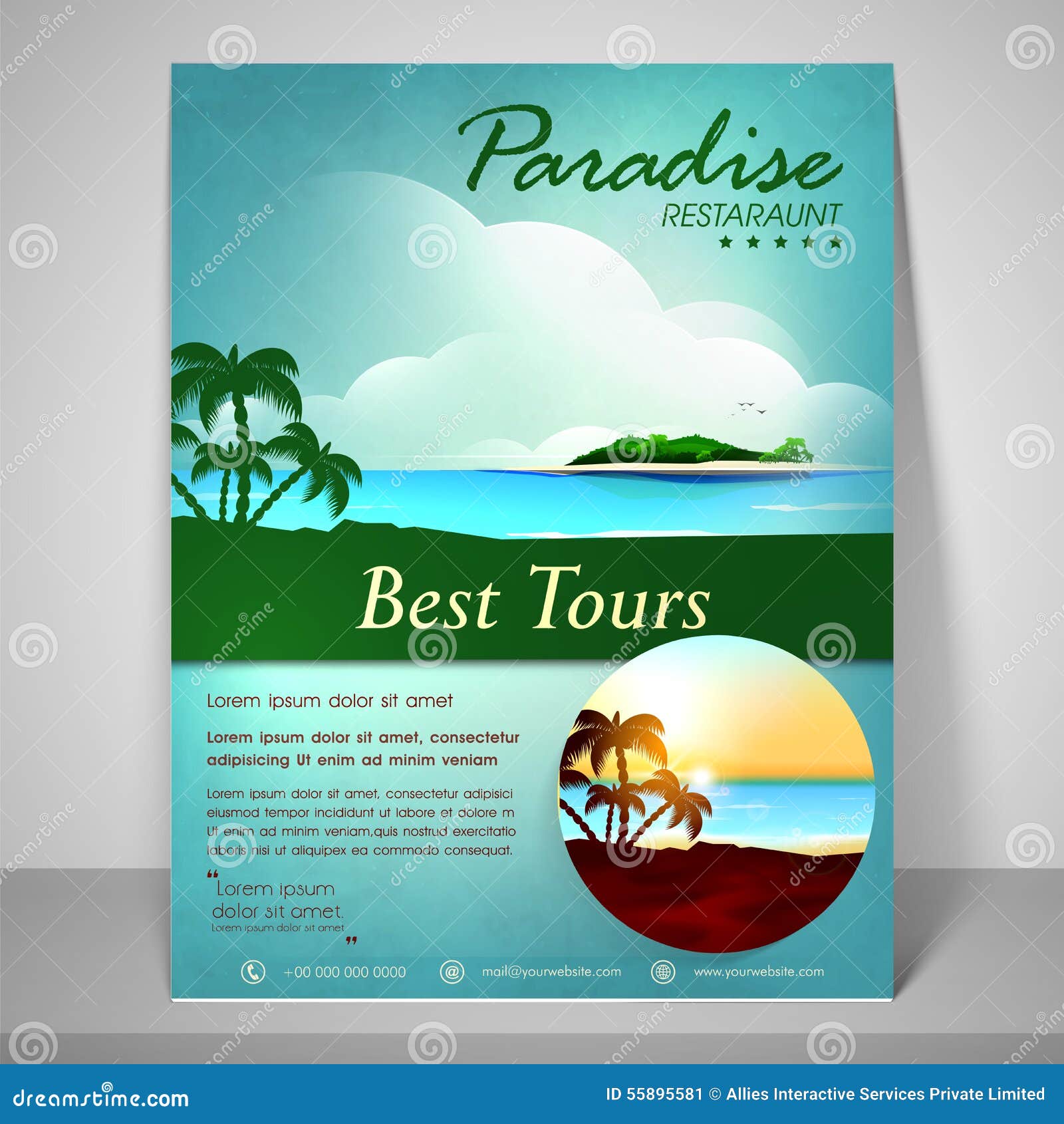 Flyer, Brochure and Template for Tourism. Stock Illustration Intended For Tour Flyer Template