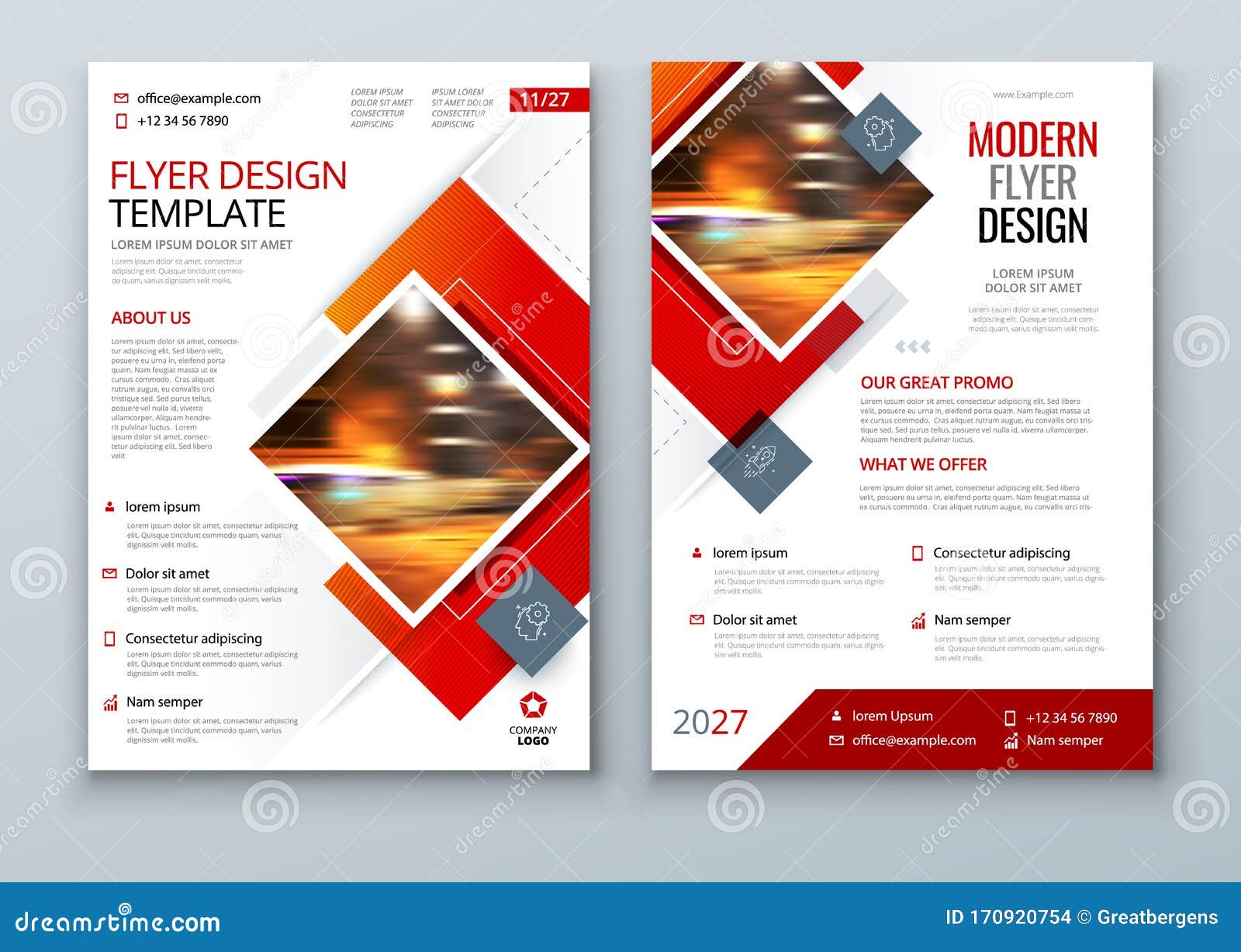 Flyer Design. Red Modern Flyer Background Design. Template Layout for Flyer.  Concept with Square Rhombus Shapes Stock Vector - Illustration of line,  font: 170920754