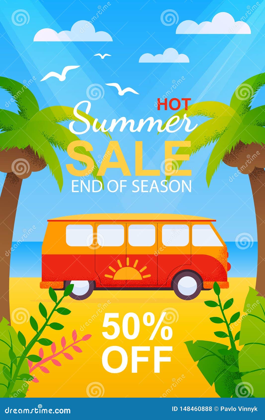 Flyer with Hot Summer Travel Sale on Season End Stock Vector In Bus Trip Flyer Templates Free