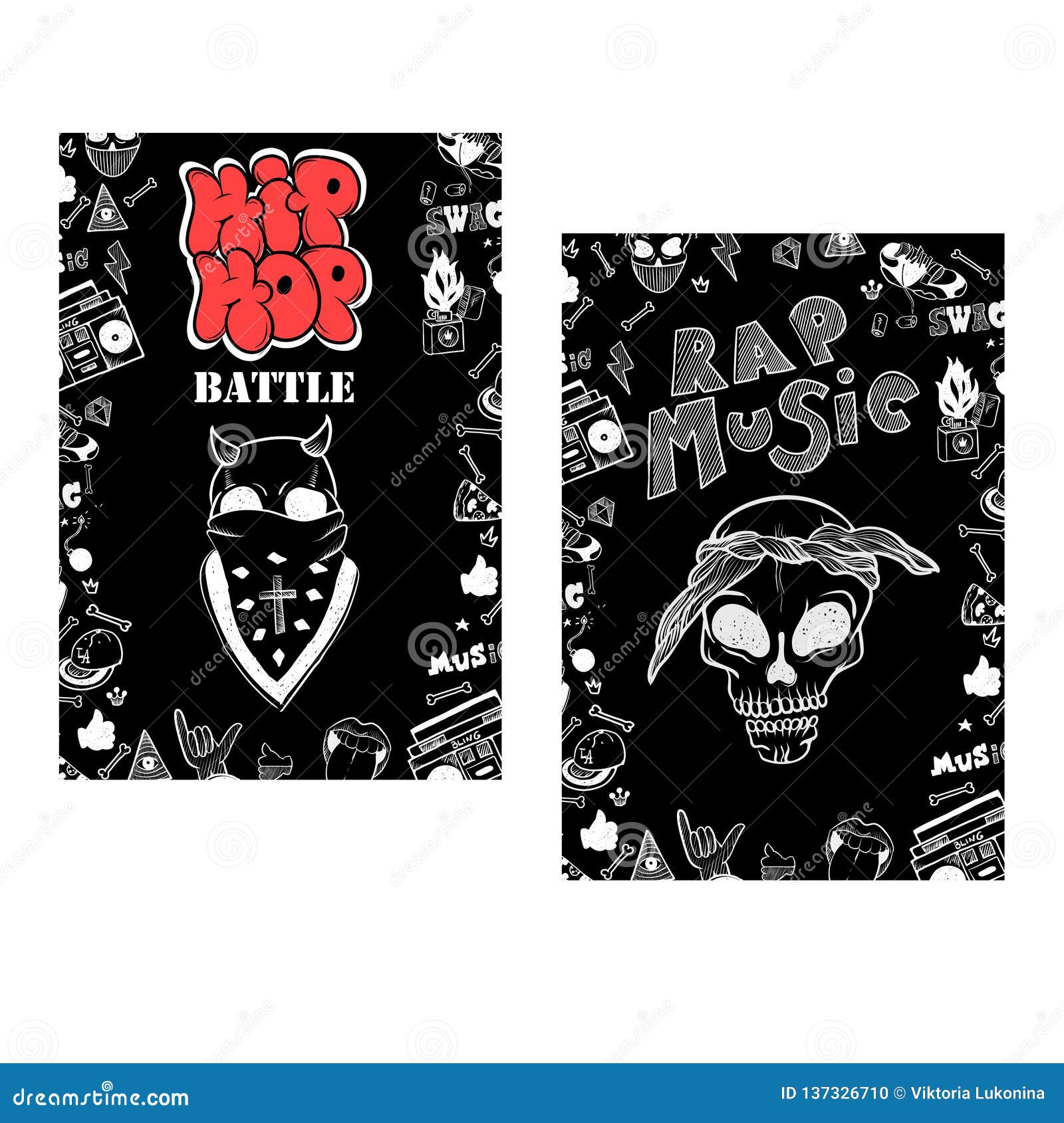 Rap battle, concert hip-hop music.Template design, flyer, poster Stock  Vector