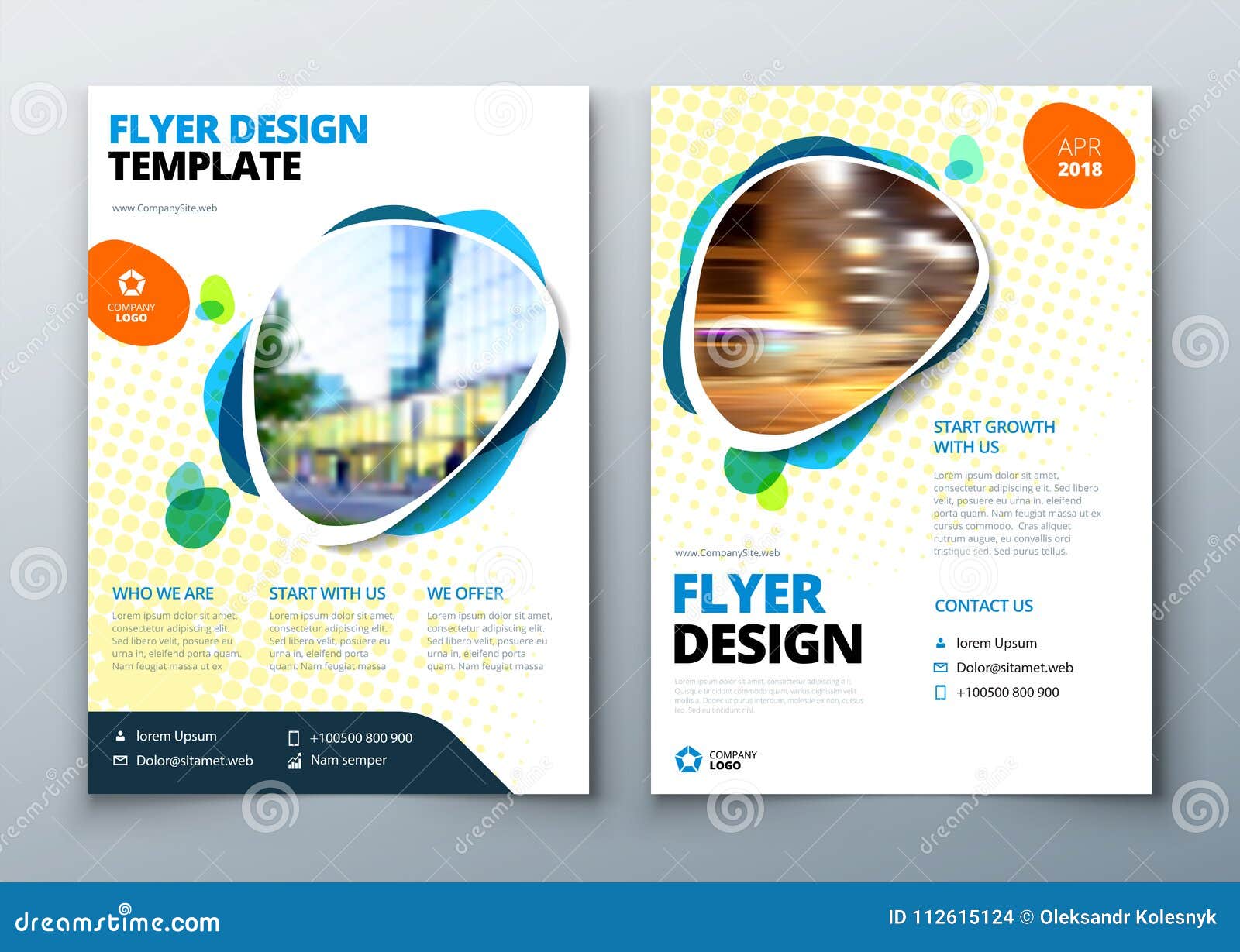 flyer template layout . business flyer, brochure, magazine or flier mockup in bright colors. 