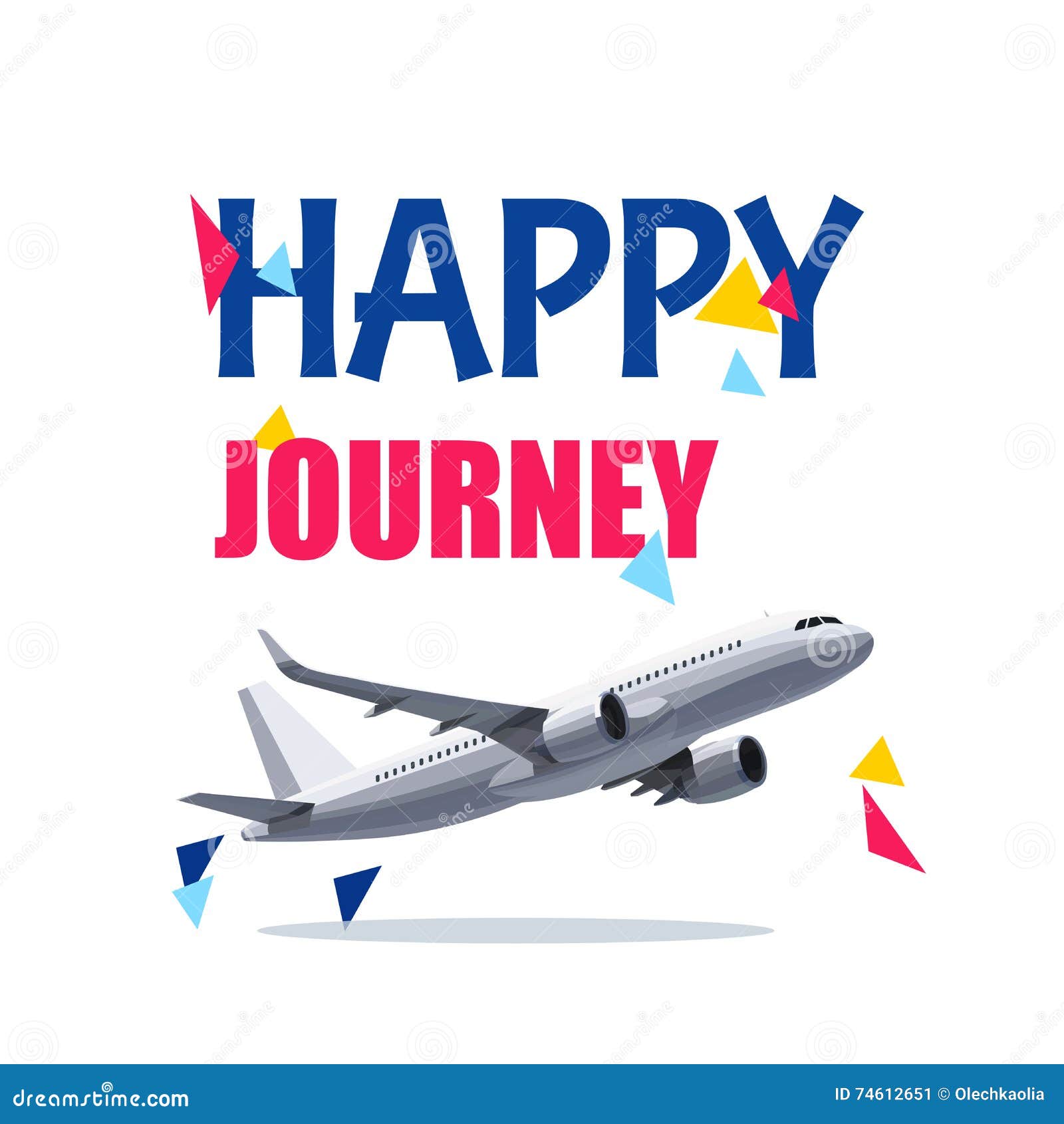 Flying Air Plane with Happy Journey Header. Wishes for a Good Trip ...