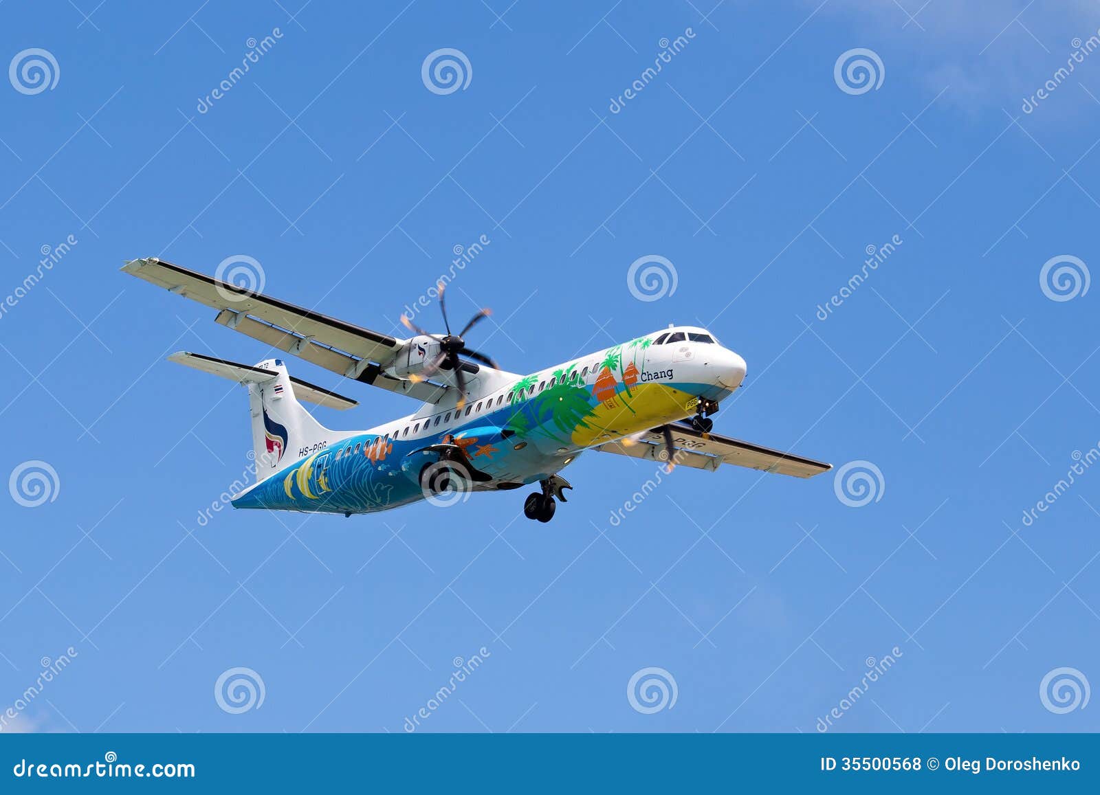 Flying An Airplane Airline Bangkok Airways Over The Island