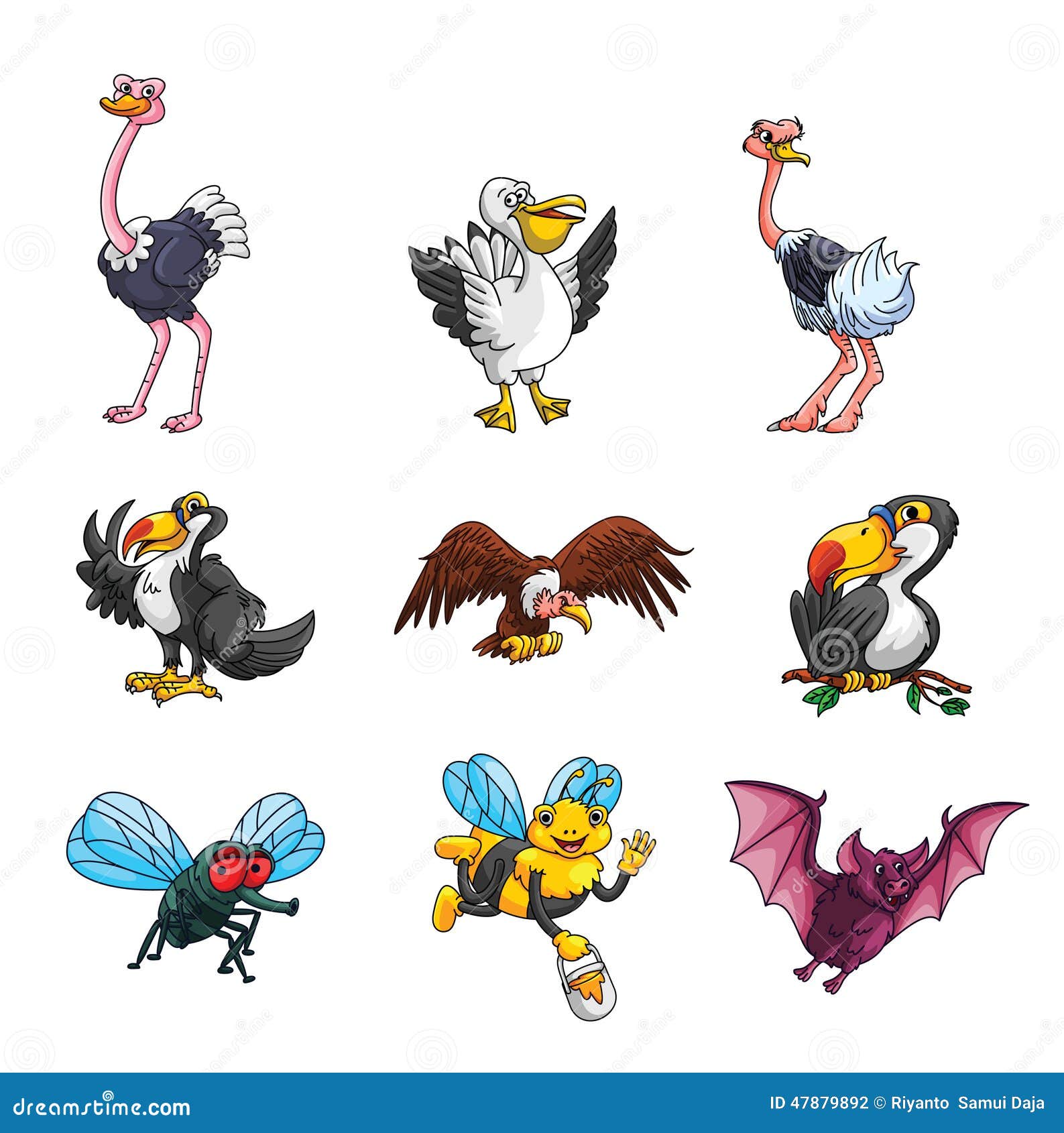 Flying Animal Collection stock vector. Illustration of ostritch - 47879892