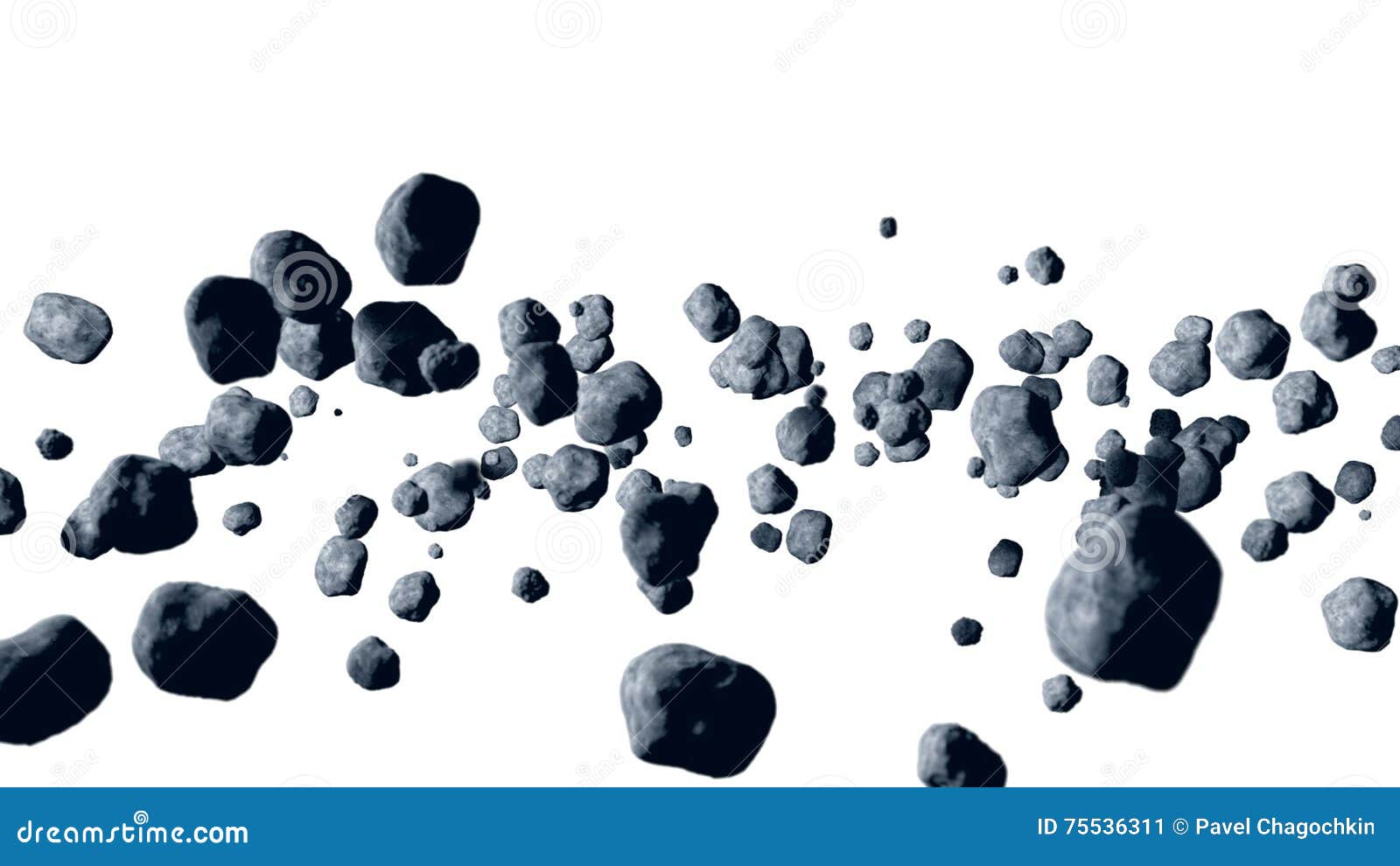 flying asteroid, meteorite. isolate. 3d rendering