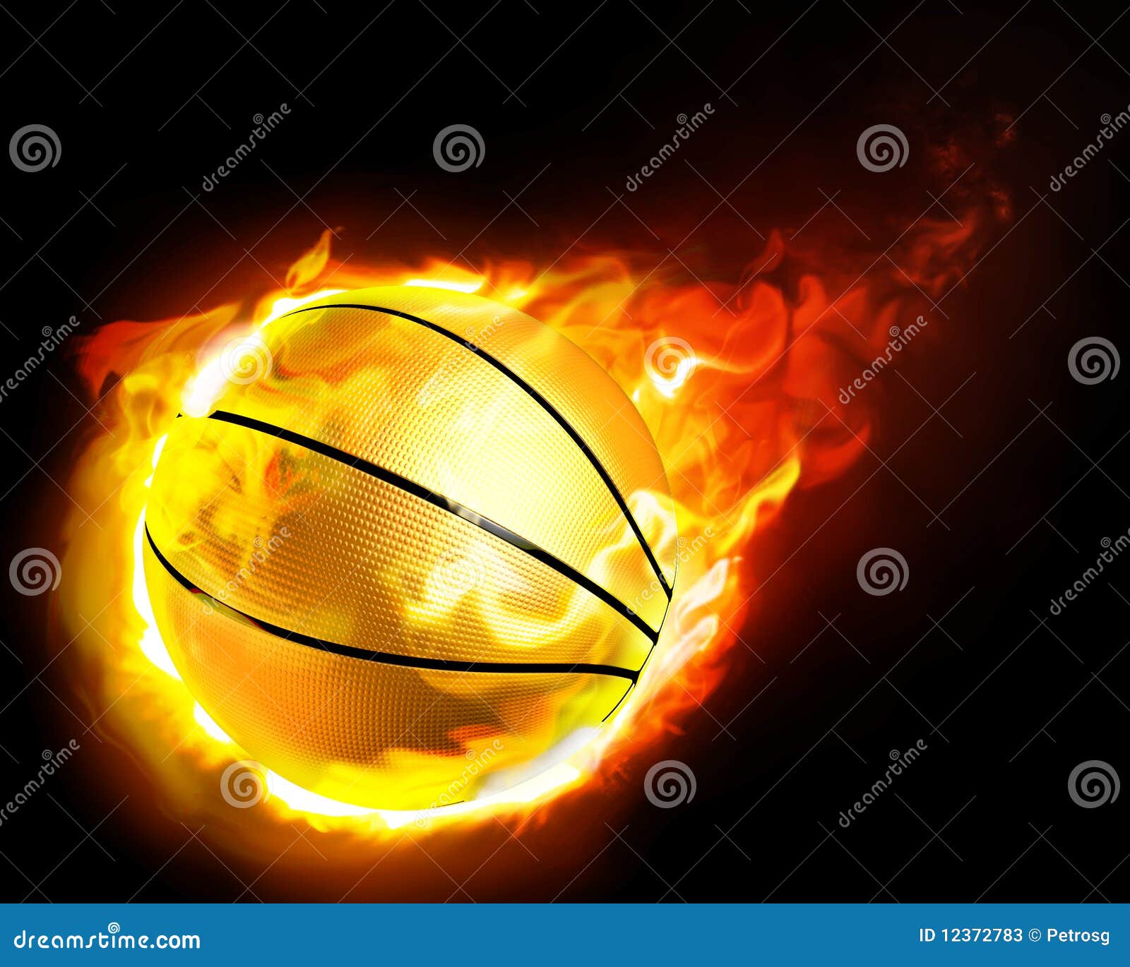 Flying Basketball On Fire Stock Photos - Image: 12372783