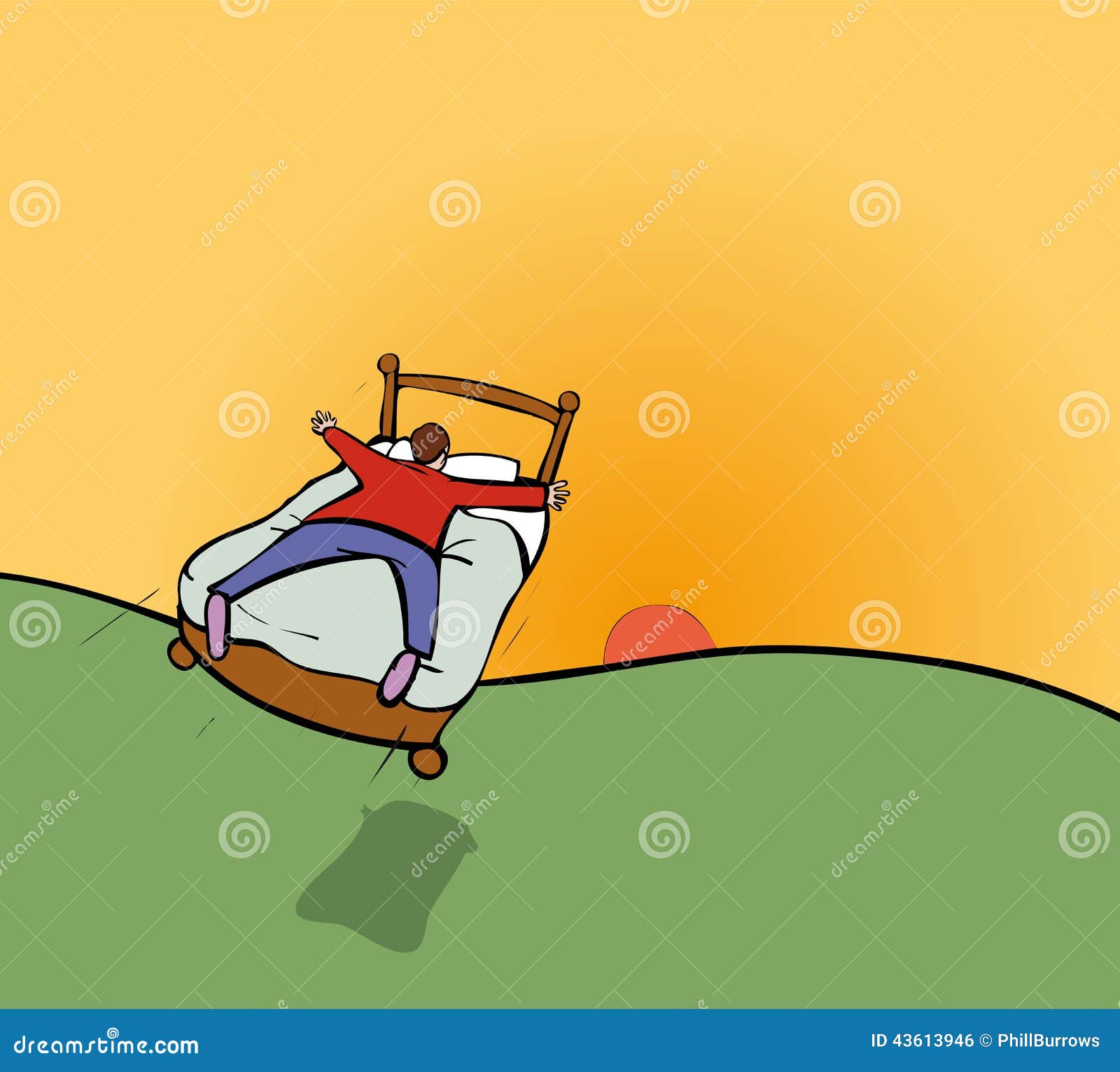 Flying bed stock vector. Illustration of setting, deja 43613946