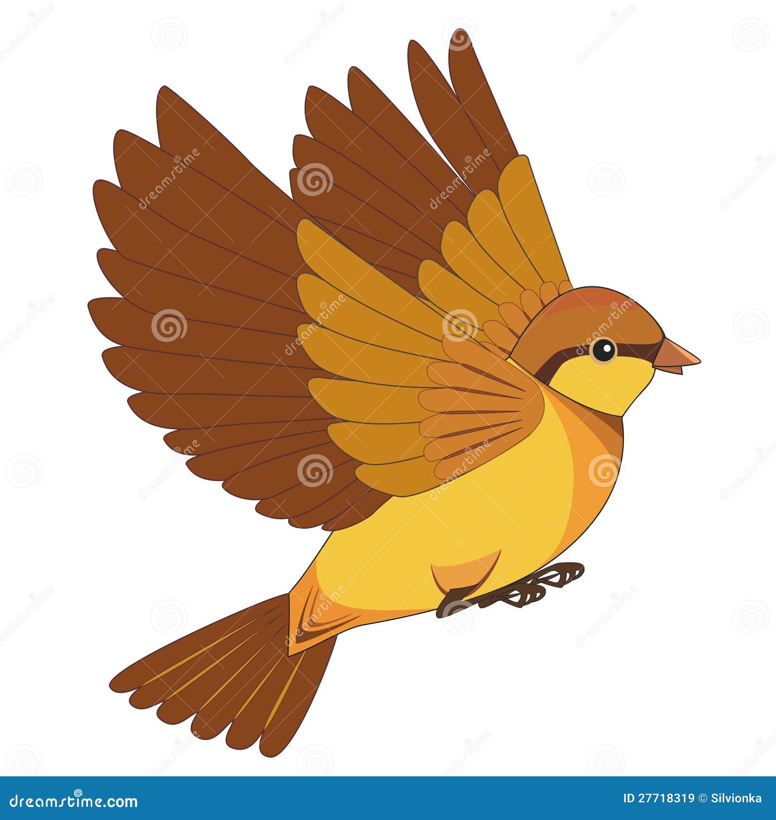 Flying Bird Cartoon Isolated On A White Background Royalty 