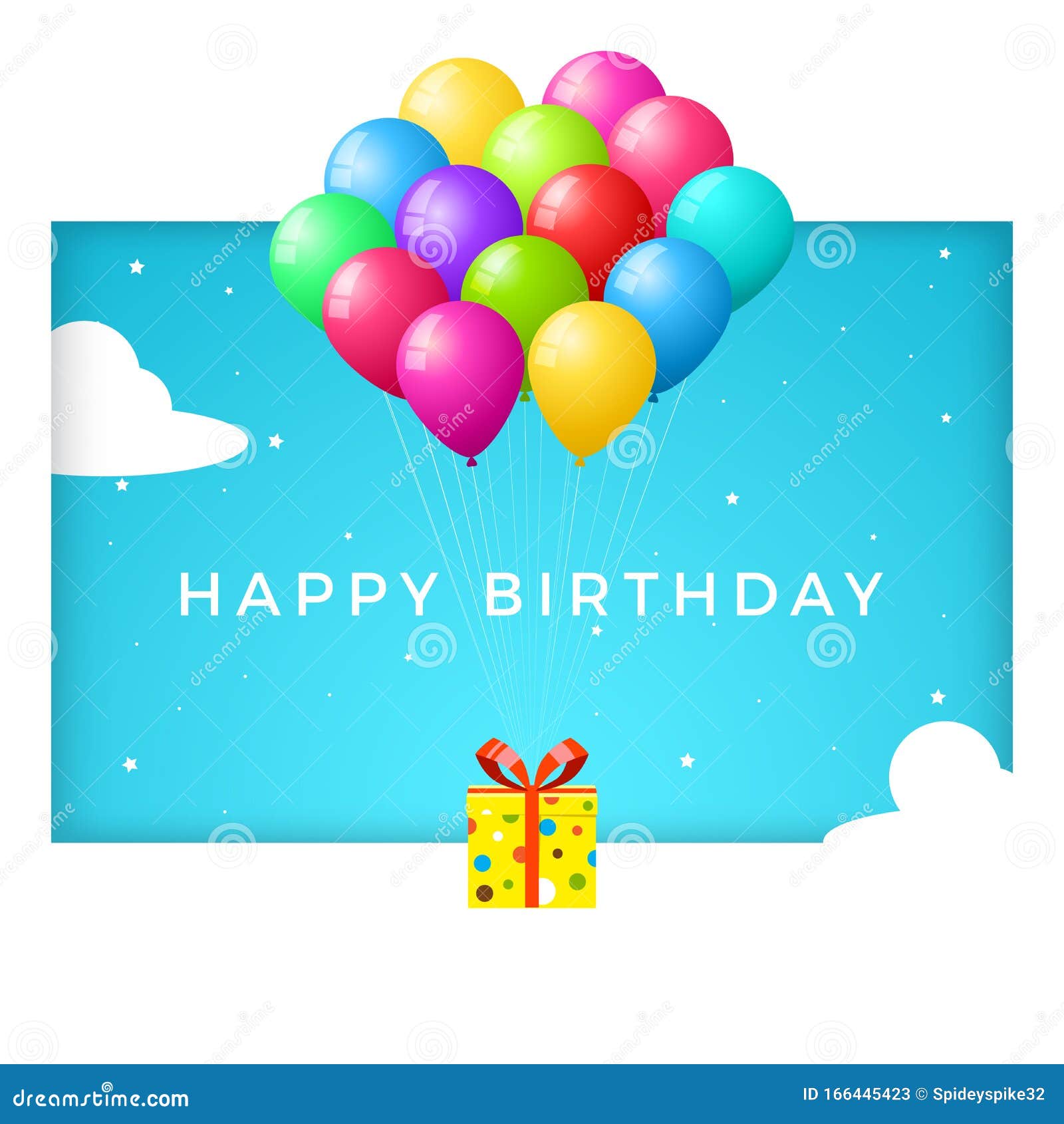 Flying Birthday Box with Balloon Stock Vector - Illustration of balloon ...