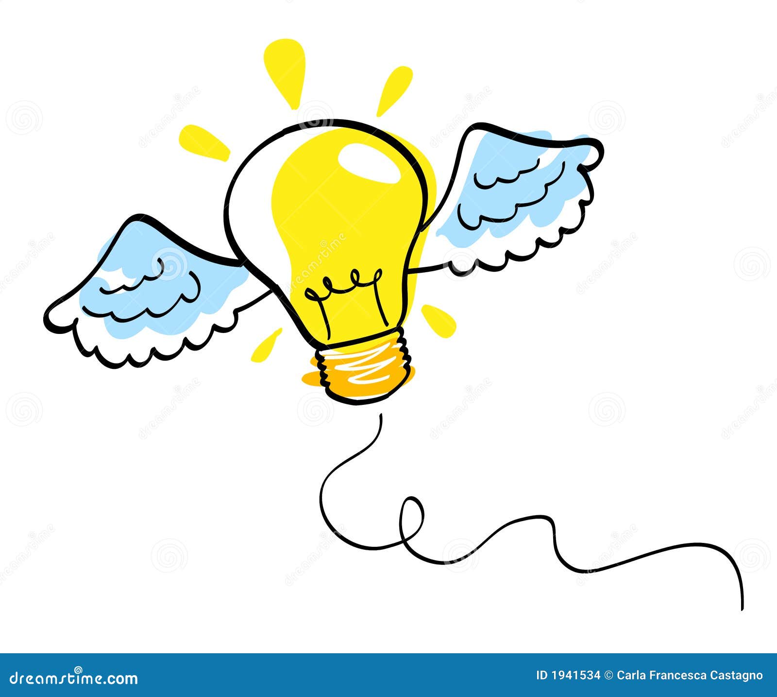 Flying bulb stock vector. Illustration of electric, wings 1941534