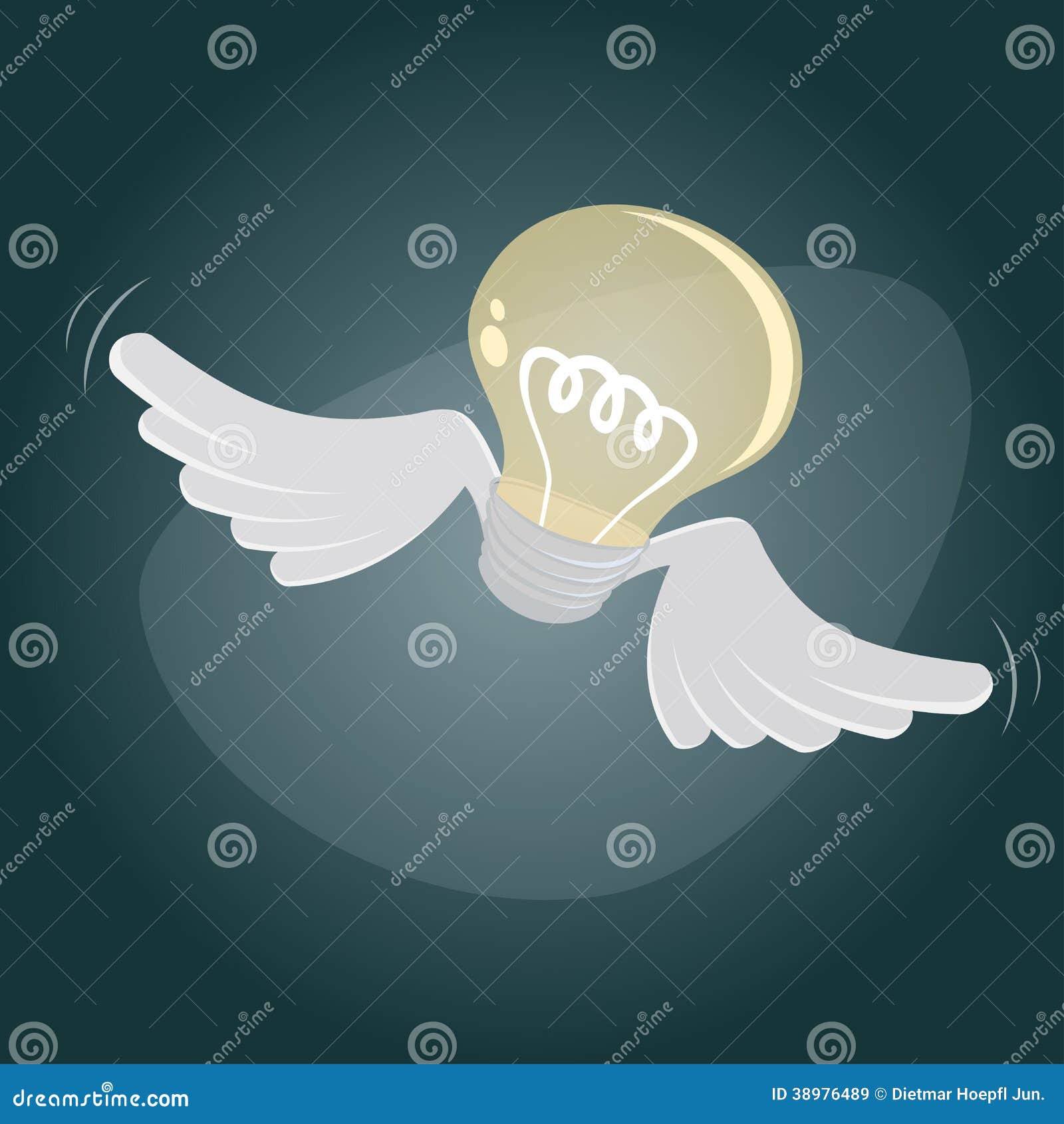 Illustration of a flying bulb